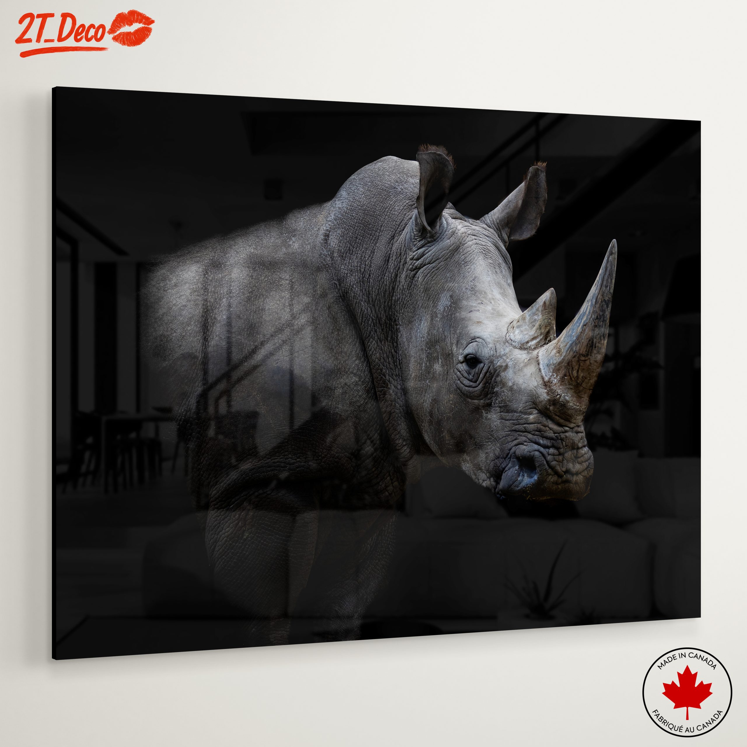 Majestic Rhinoceros Portrait in Dark - Image 6