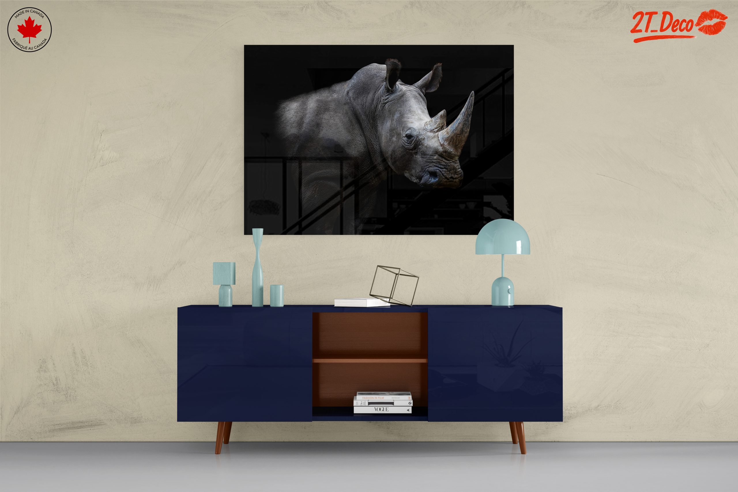 Majestic Rhinoceros Portrait in Dark - Image 8