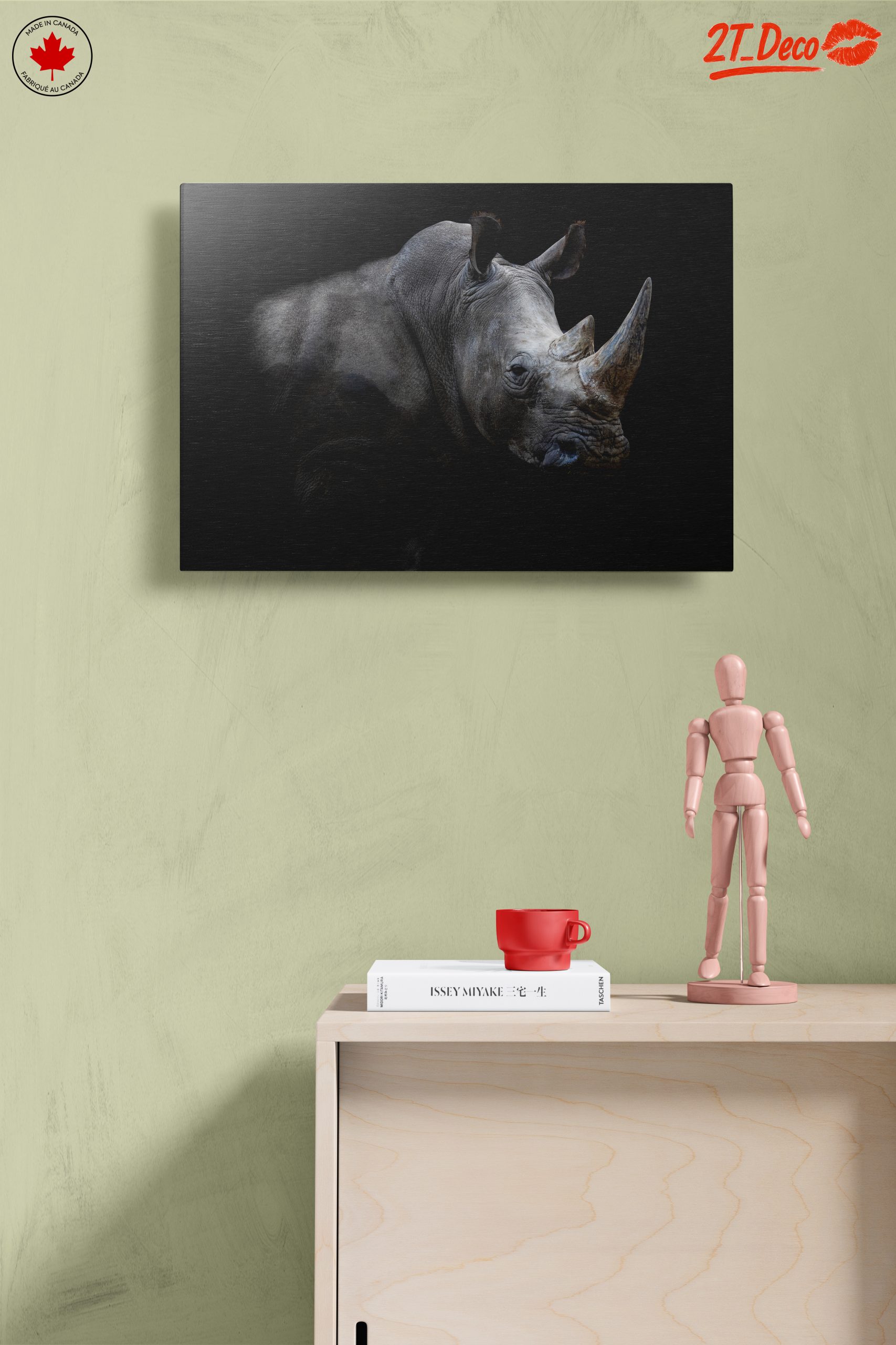 Majestic Rhinoceros Portrait in Dark - Image 14