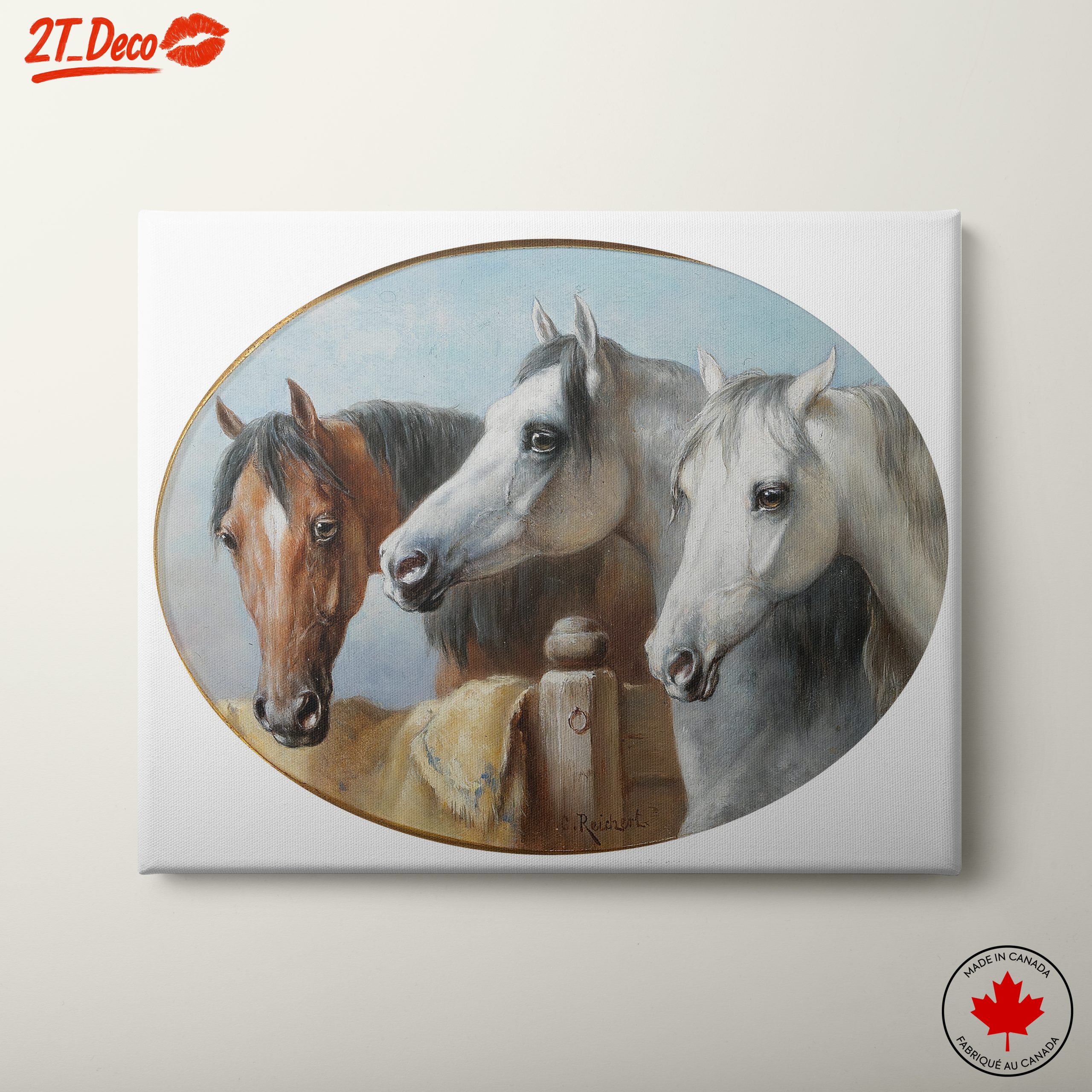 Trio of Majestic Horses in Elegant Setting