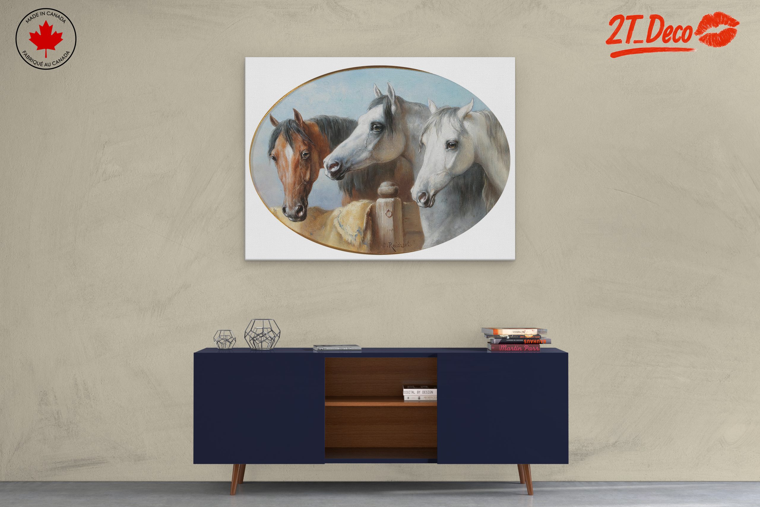Trio of Majestic Horses in Elegant Setting - Image 3