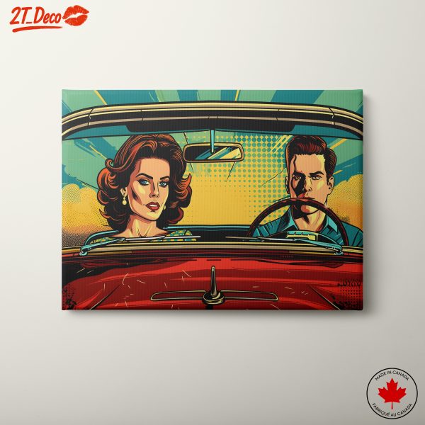 Colorful Pop Art Scene in a Classic Car