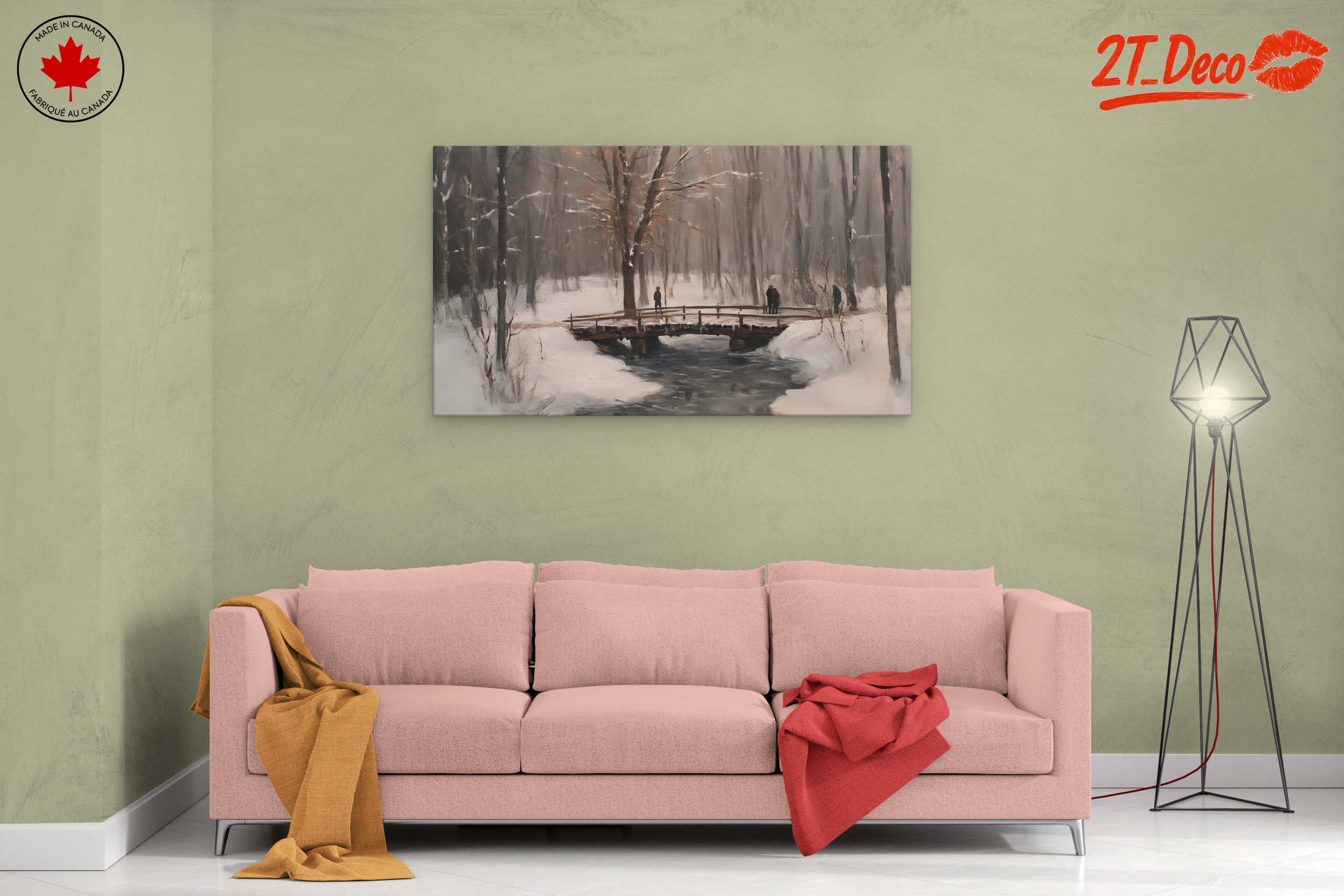 Serene Winter Landscape with Bridge 2 - Image 2