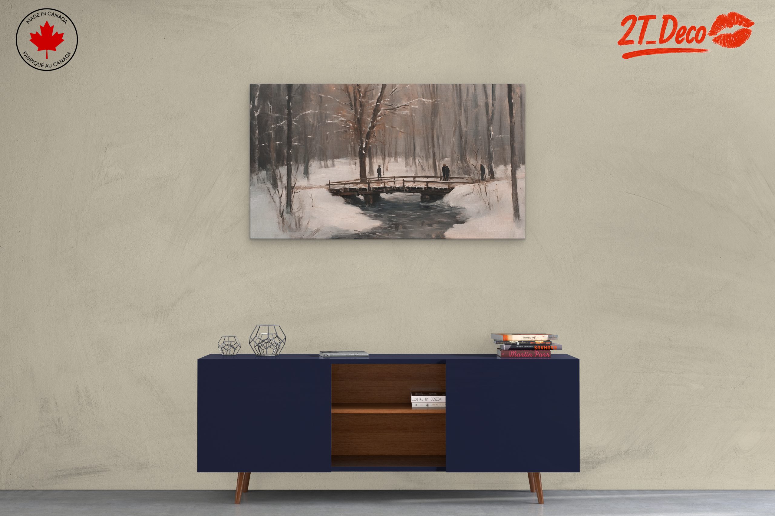 Serene Winter Landscape with Bridge 2 - Image 3