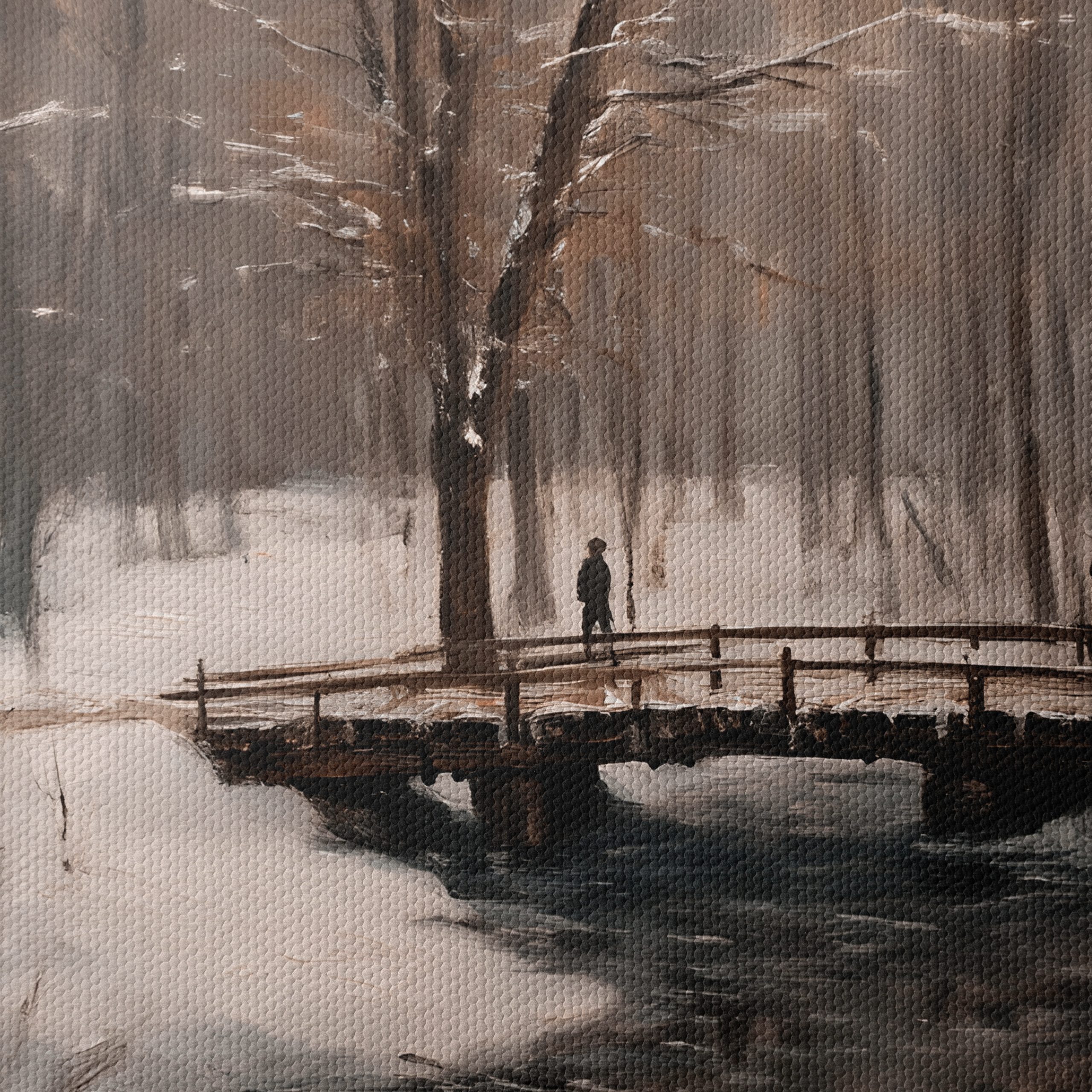 Serene Winter Landscape with Bridge 2 - Image 4