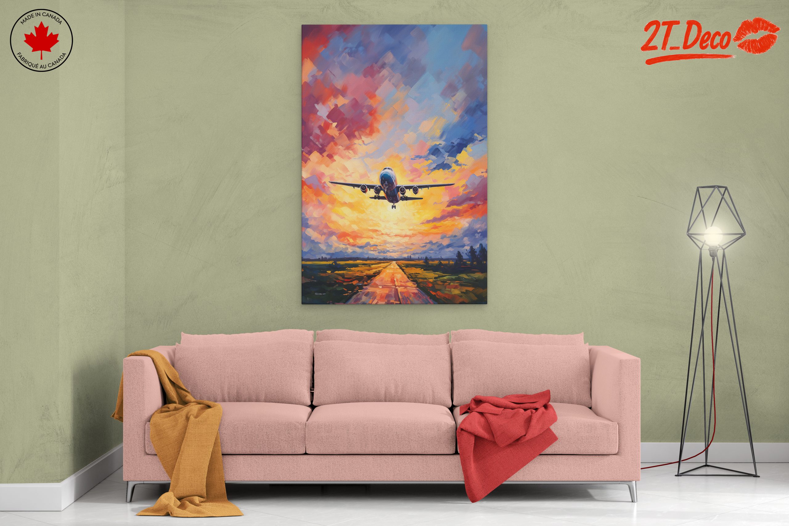 Airplane Flying in Colorful Sunset Sky - Image 2
