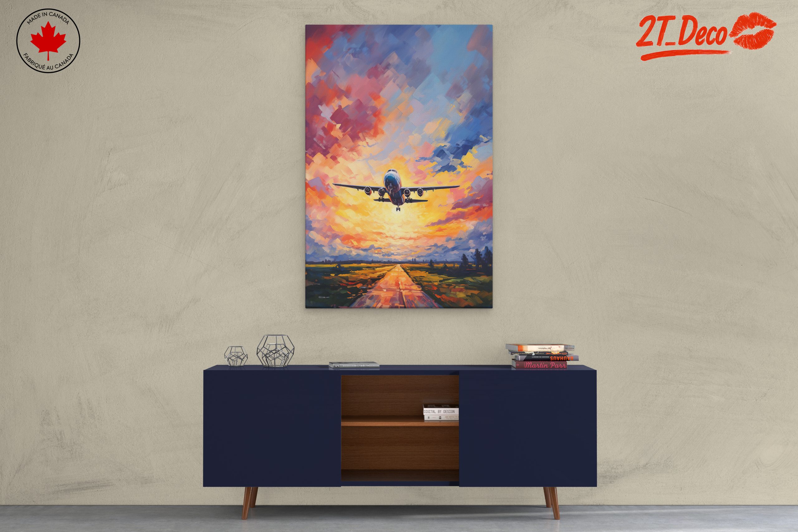 Airplane Flying in Colorful Sunset Sky - Image 3