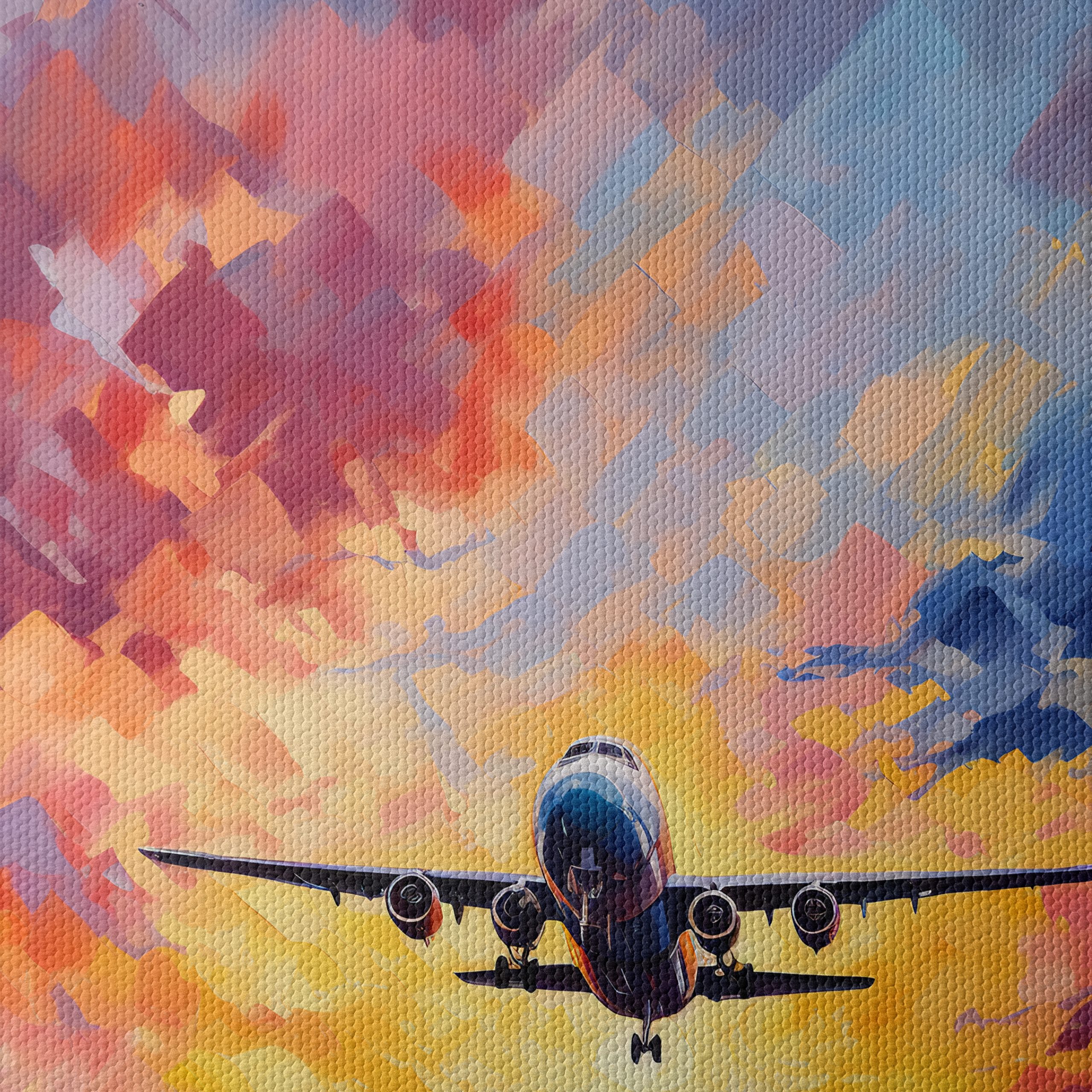 Airplane Flying in Colorful Sunset Sky - Image 4