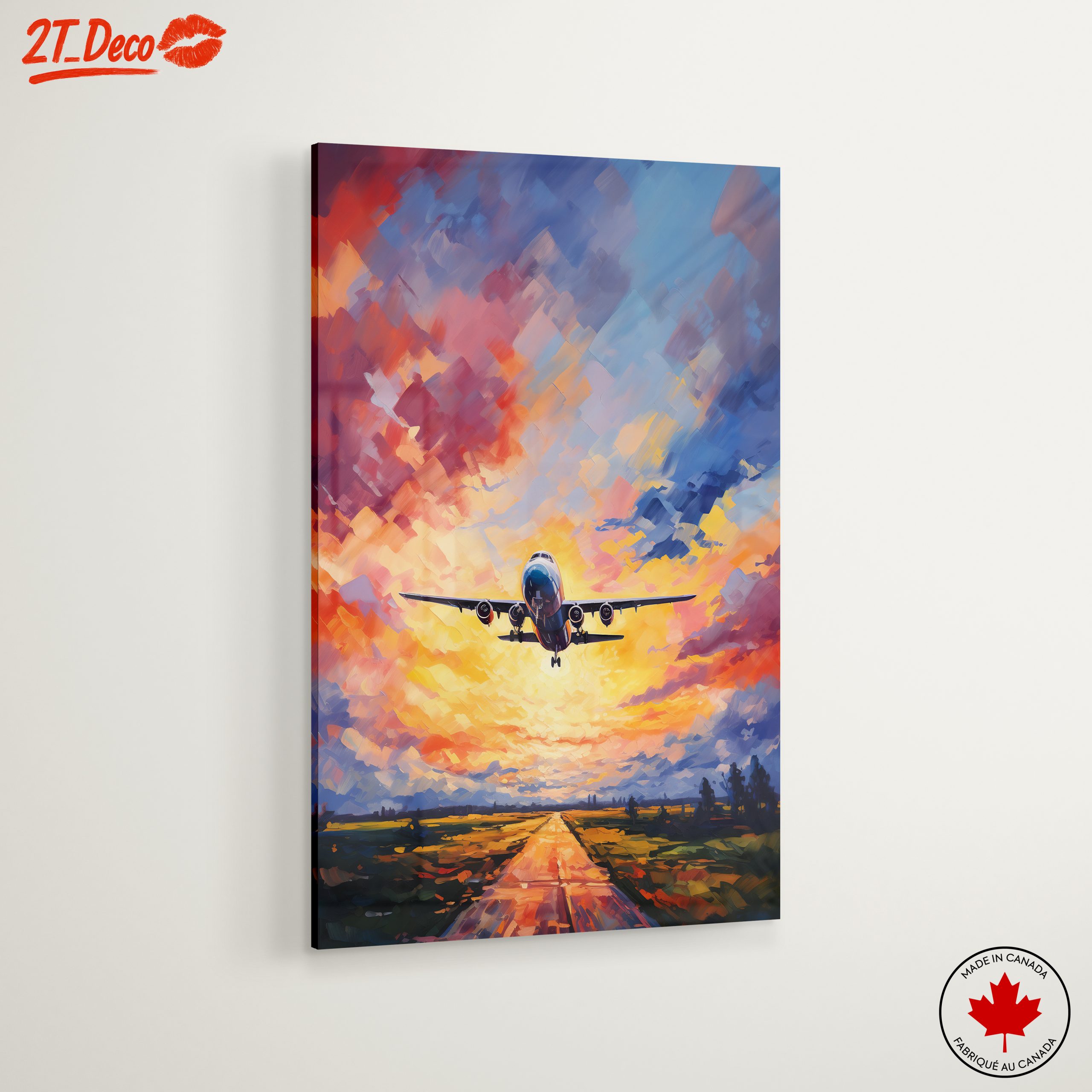 Airplane Flying in Colorful Sunset Sky - Image 6