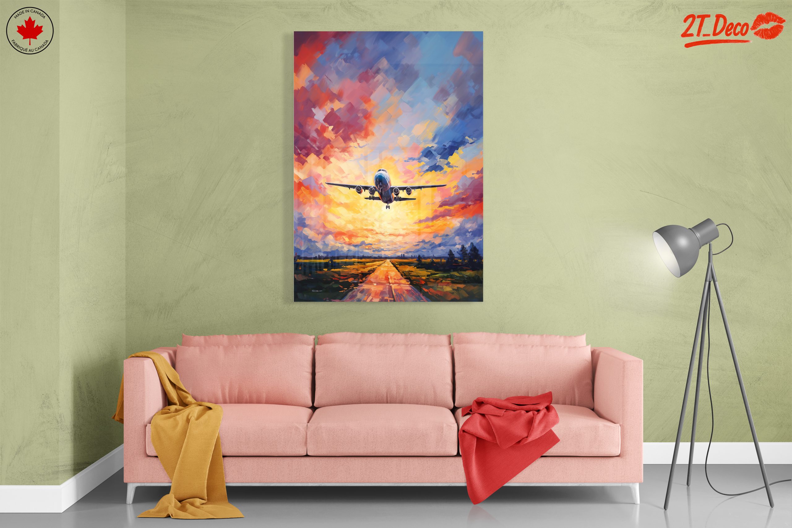 Airplane Flying in Colorful Sunset Sky - Image 7