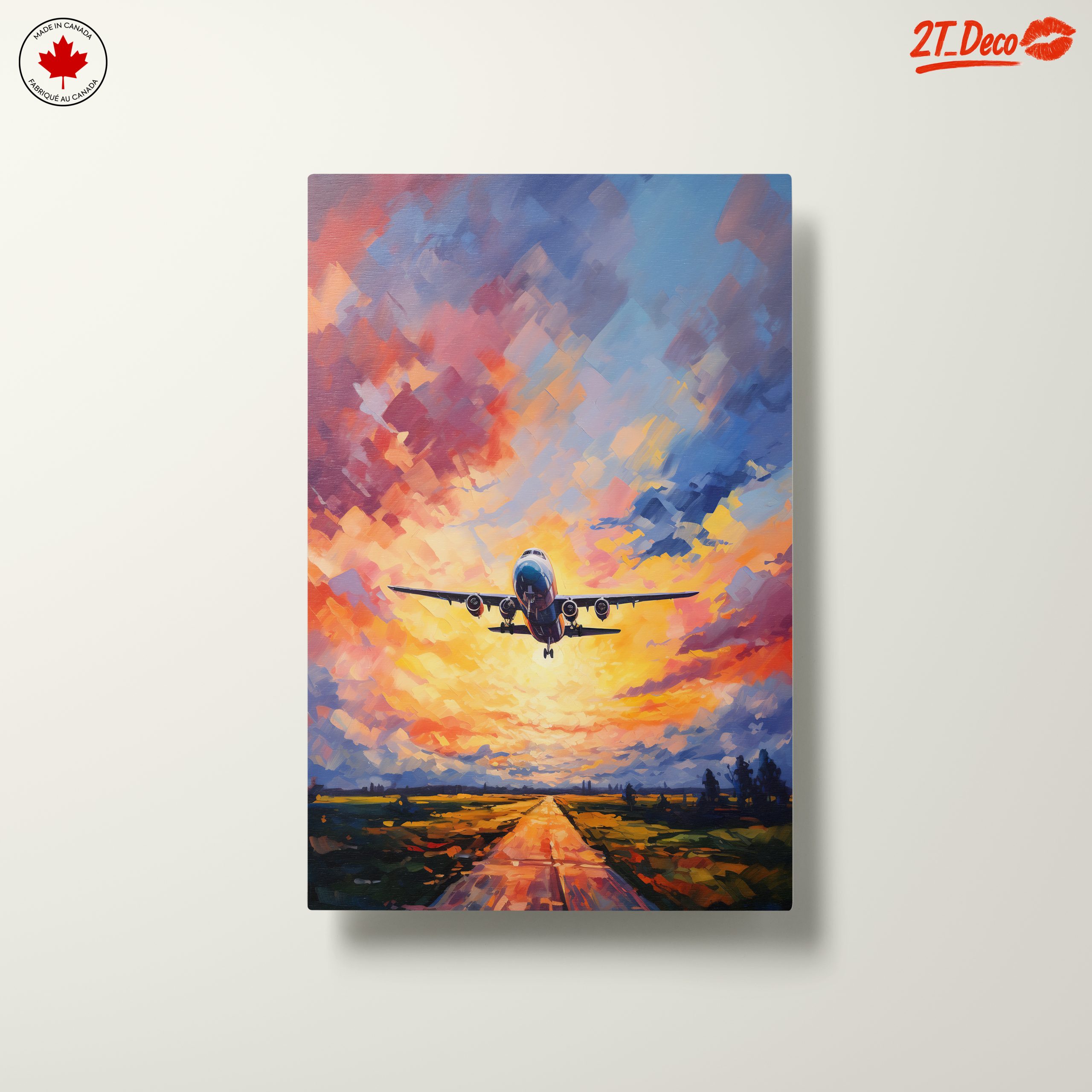 Airplane Flying in Colorful Sunset Sky - Image 10