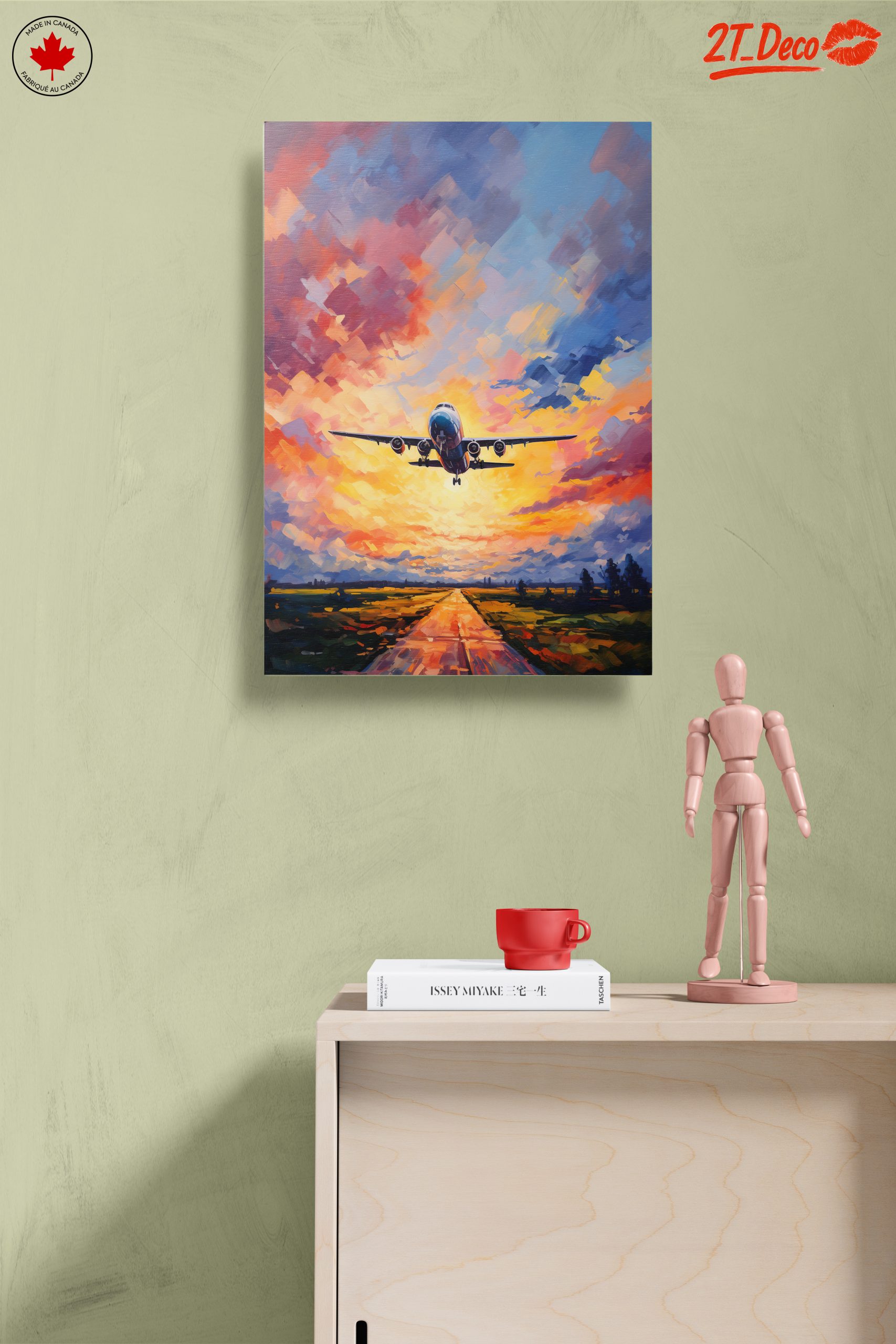 Airplane Flying in Colorful Sunset Sky - Image 14