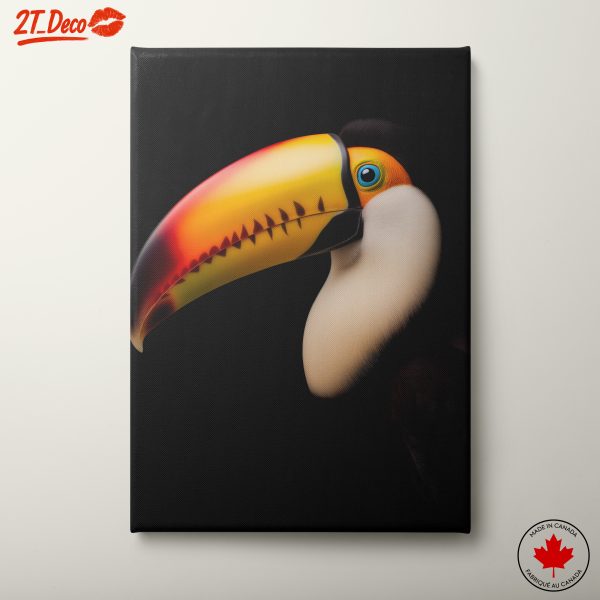 Vibrant Toucan Portrait on Black Background
