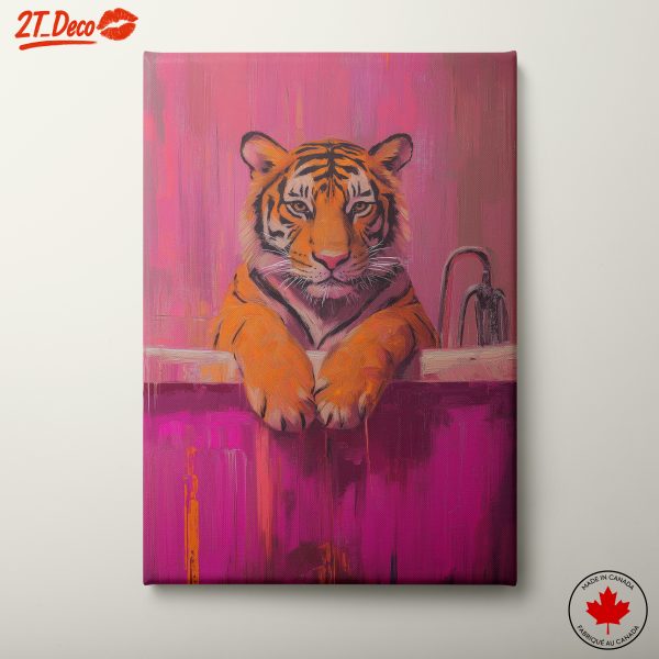 Artistic Tiger in a Pink Bathtub