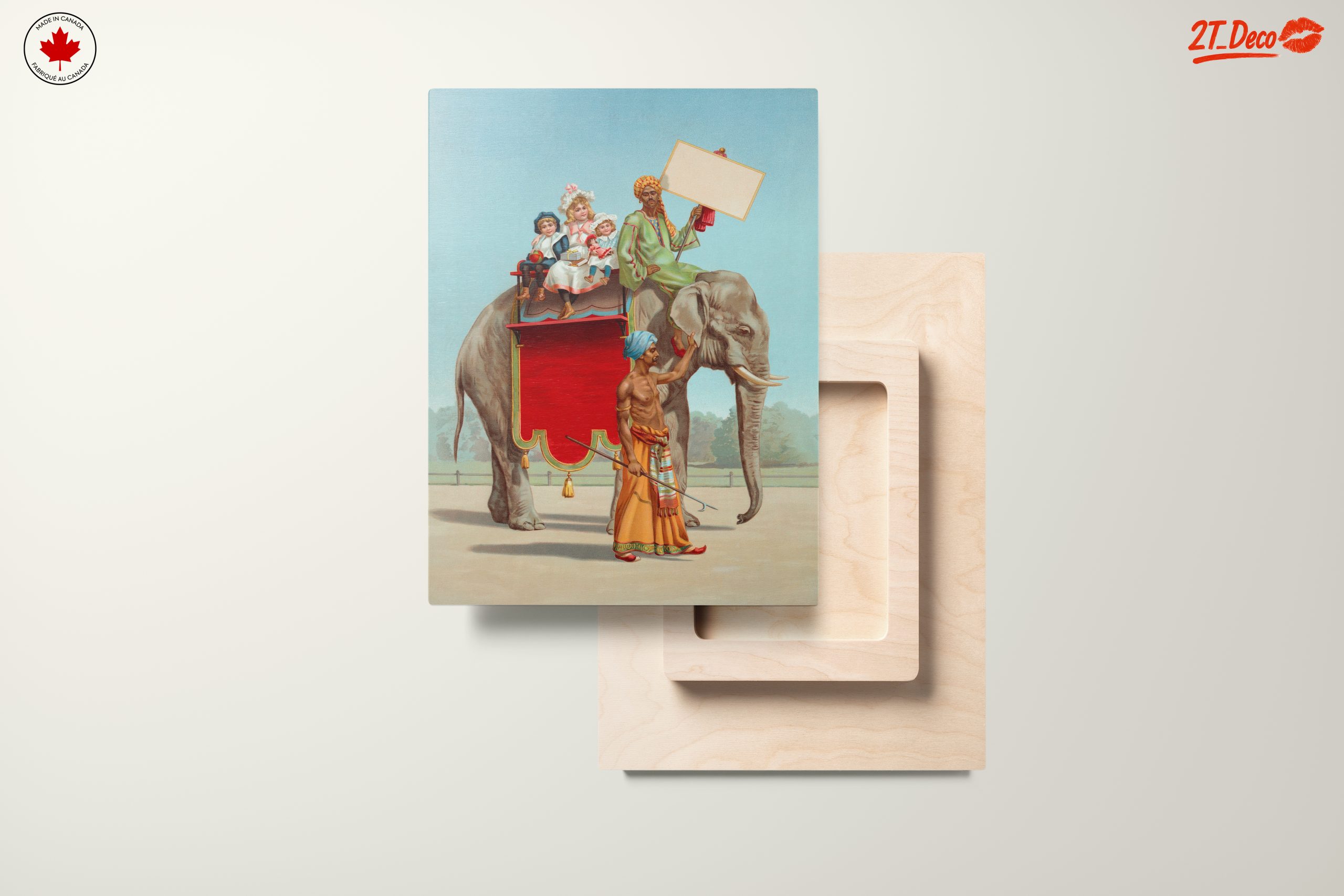 Vintage Elephant with Children in Carnival Scene - Image 11