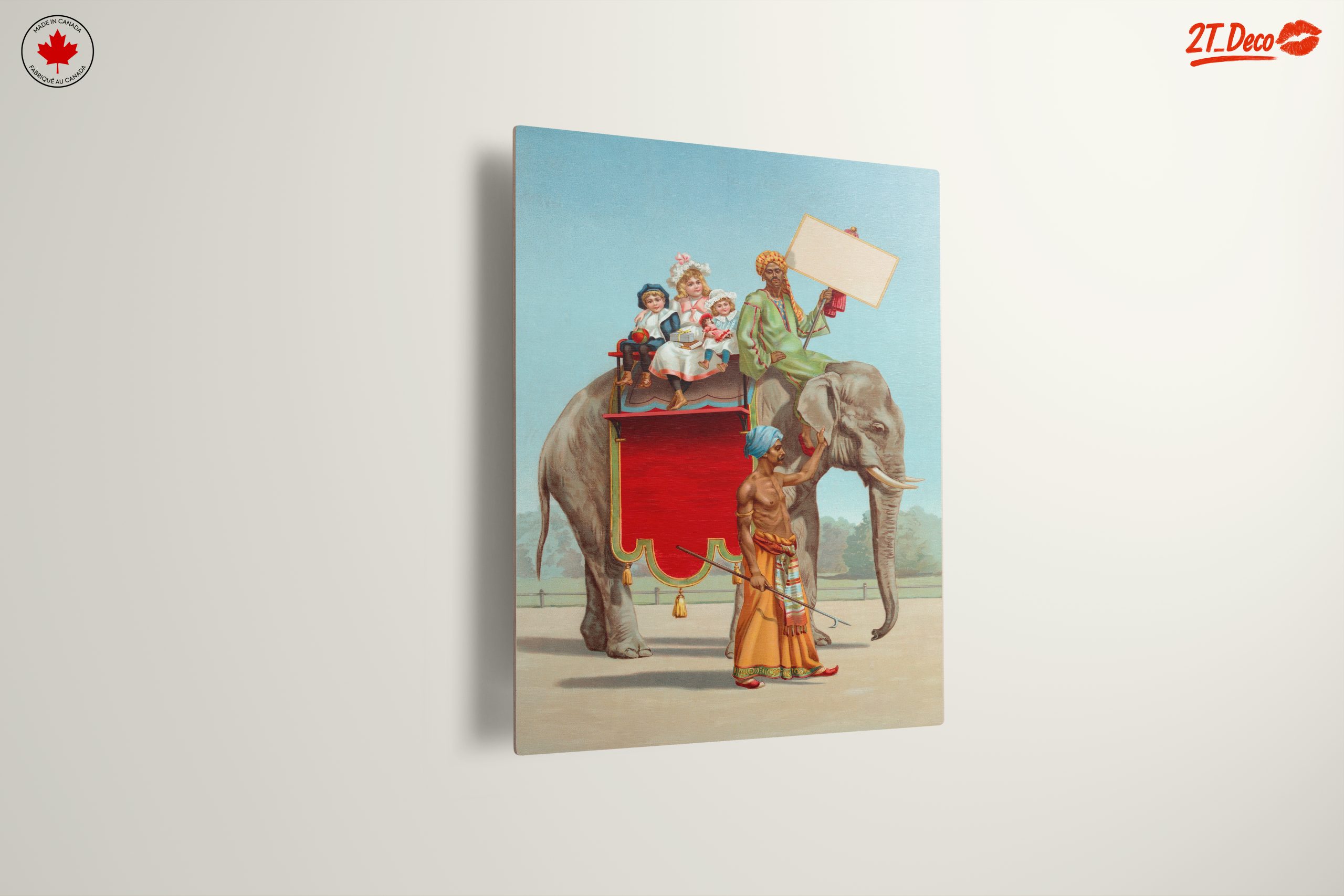 Vintage Elephant with Children in Carnival Scene - Image 13