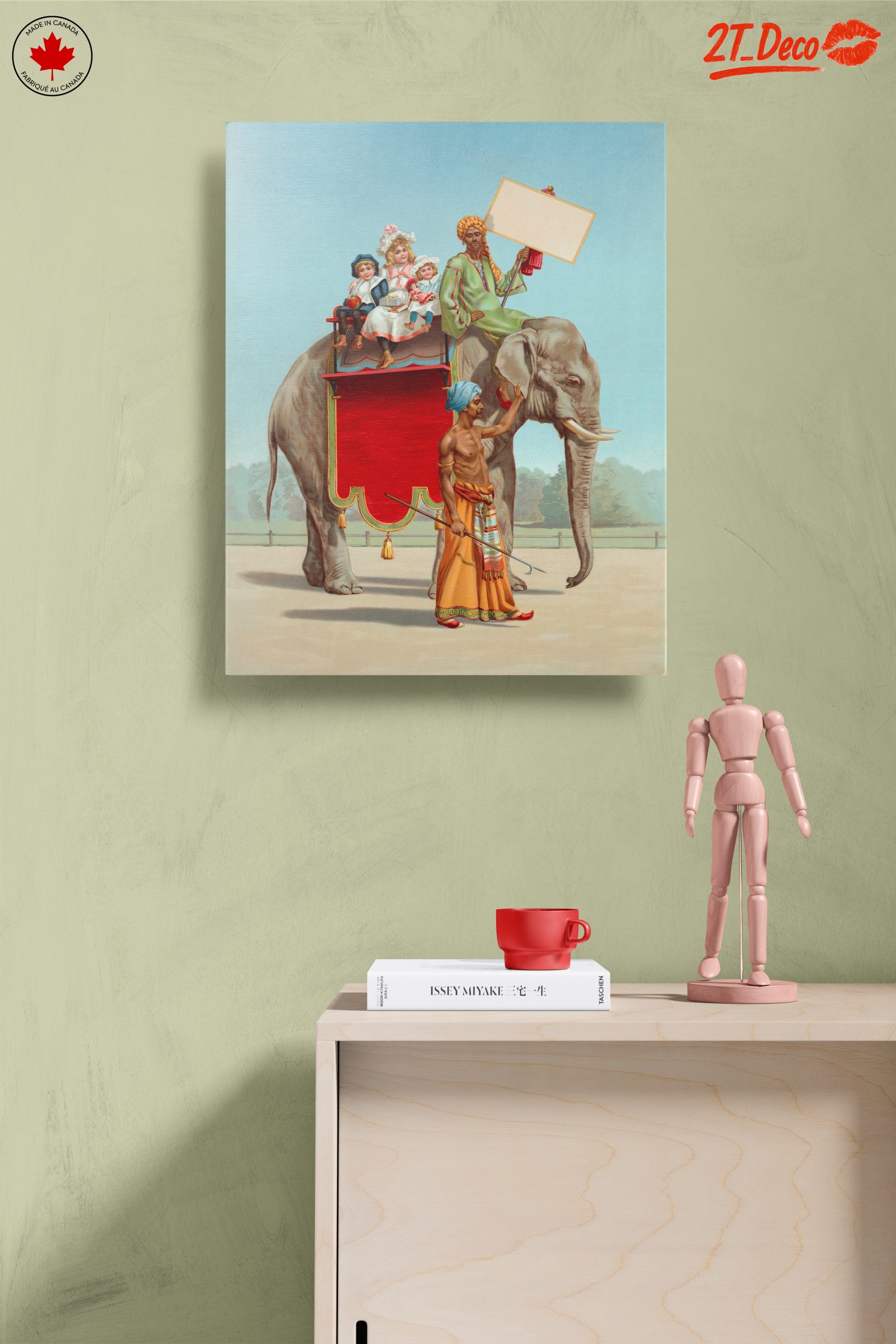 Vintage Elephant with Children in Carnival Scene - Image 14