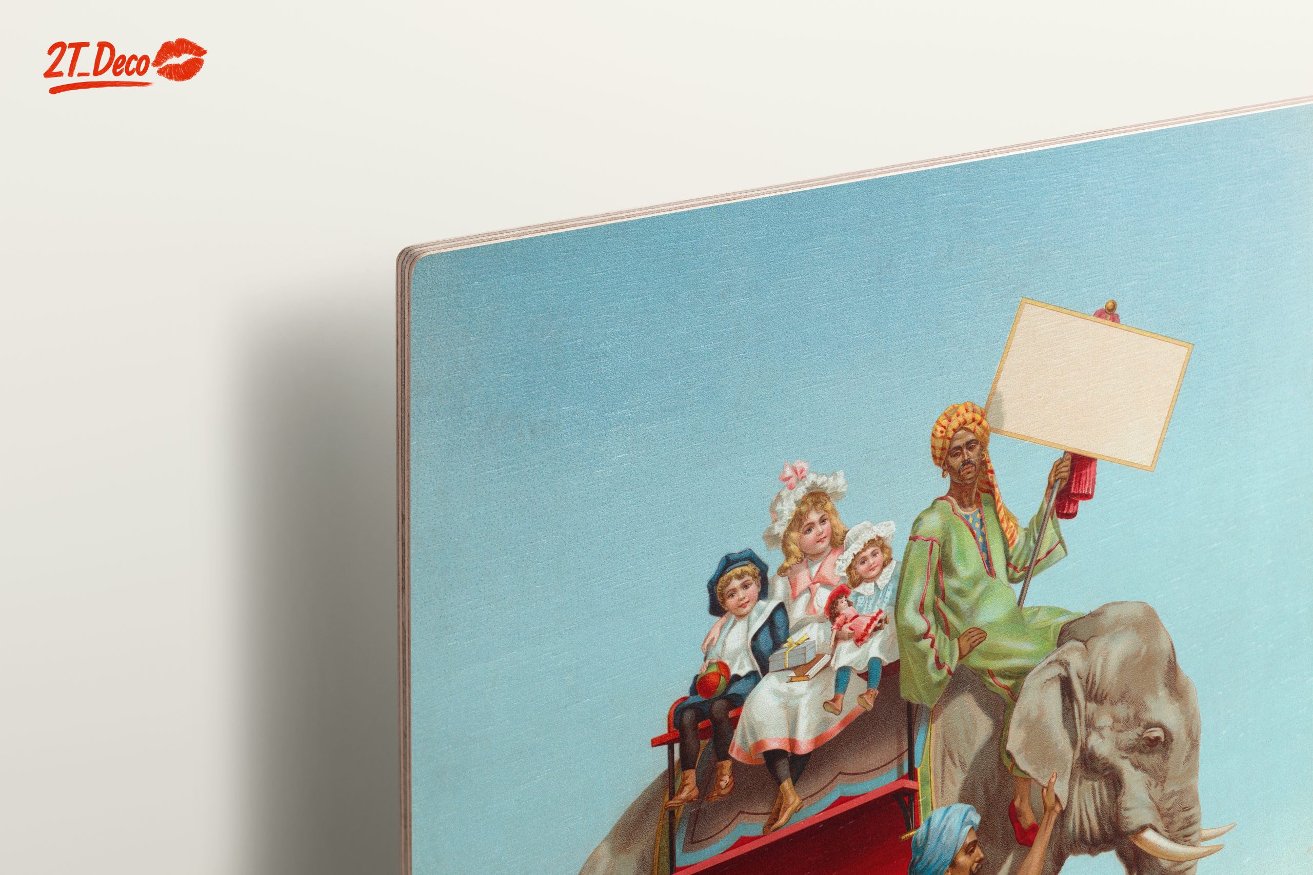 Vintage Elephant with Children in Carnival Scene - Image 15