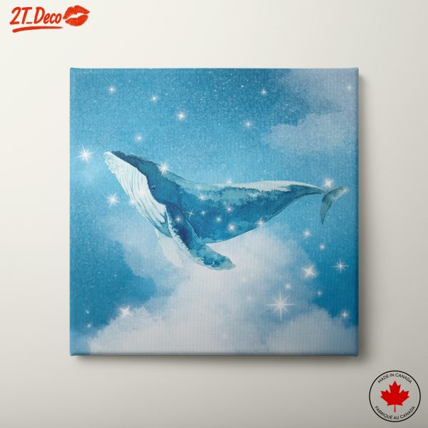 Whale Watercolor Art in Starry Sky
