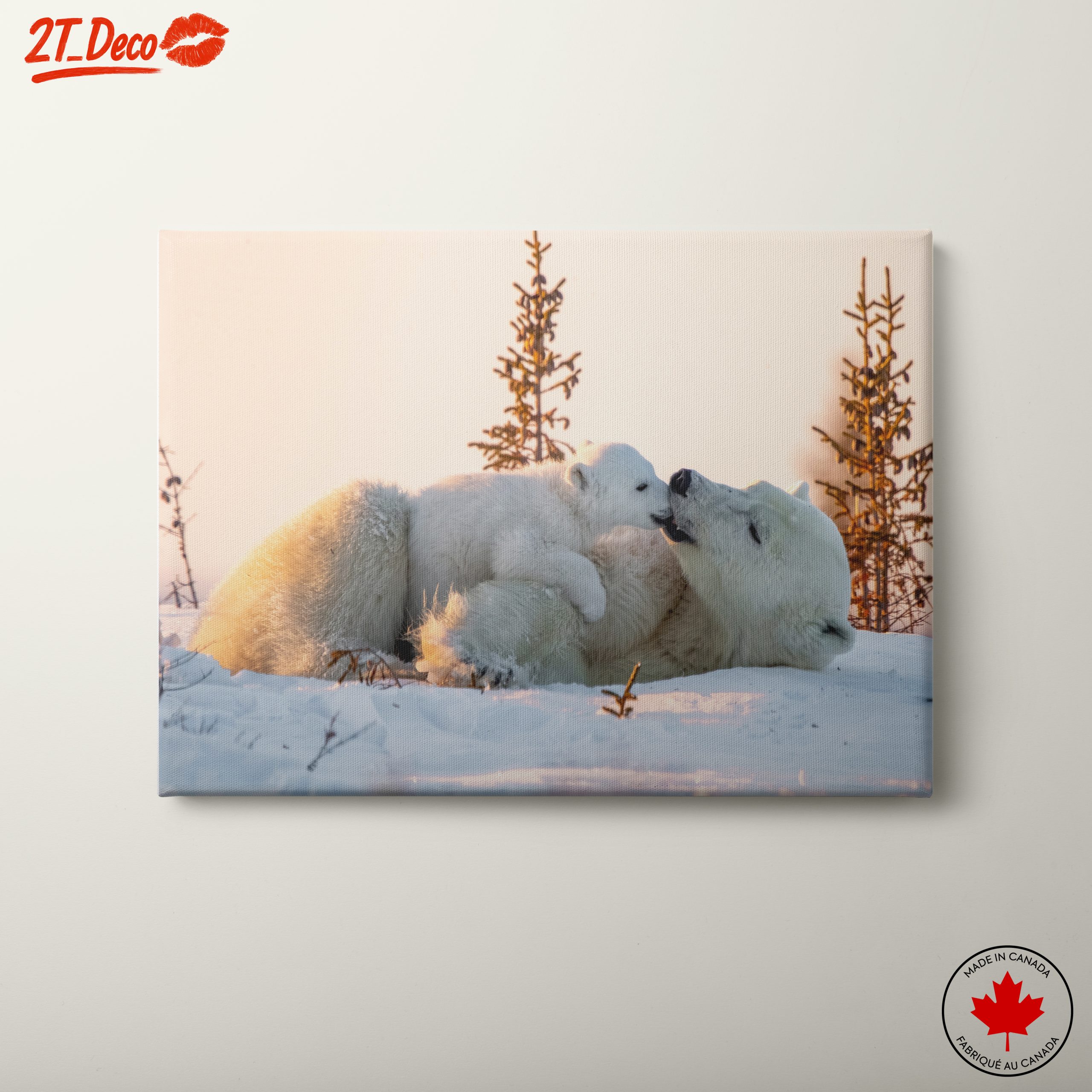 Nurturing Polar Bears in Winter Landscape