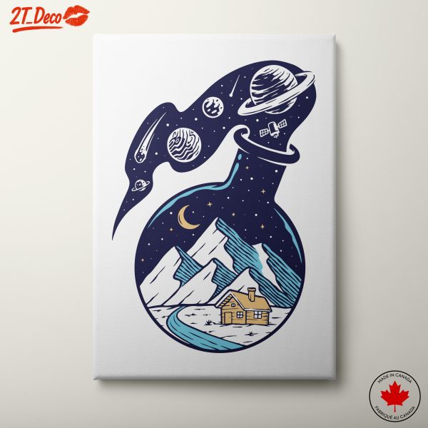 Cosmic Landscape Featuring Mountains and Stars