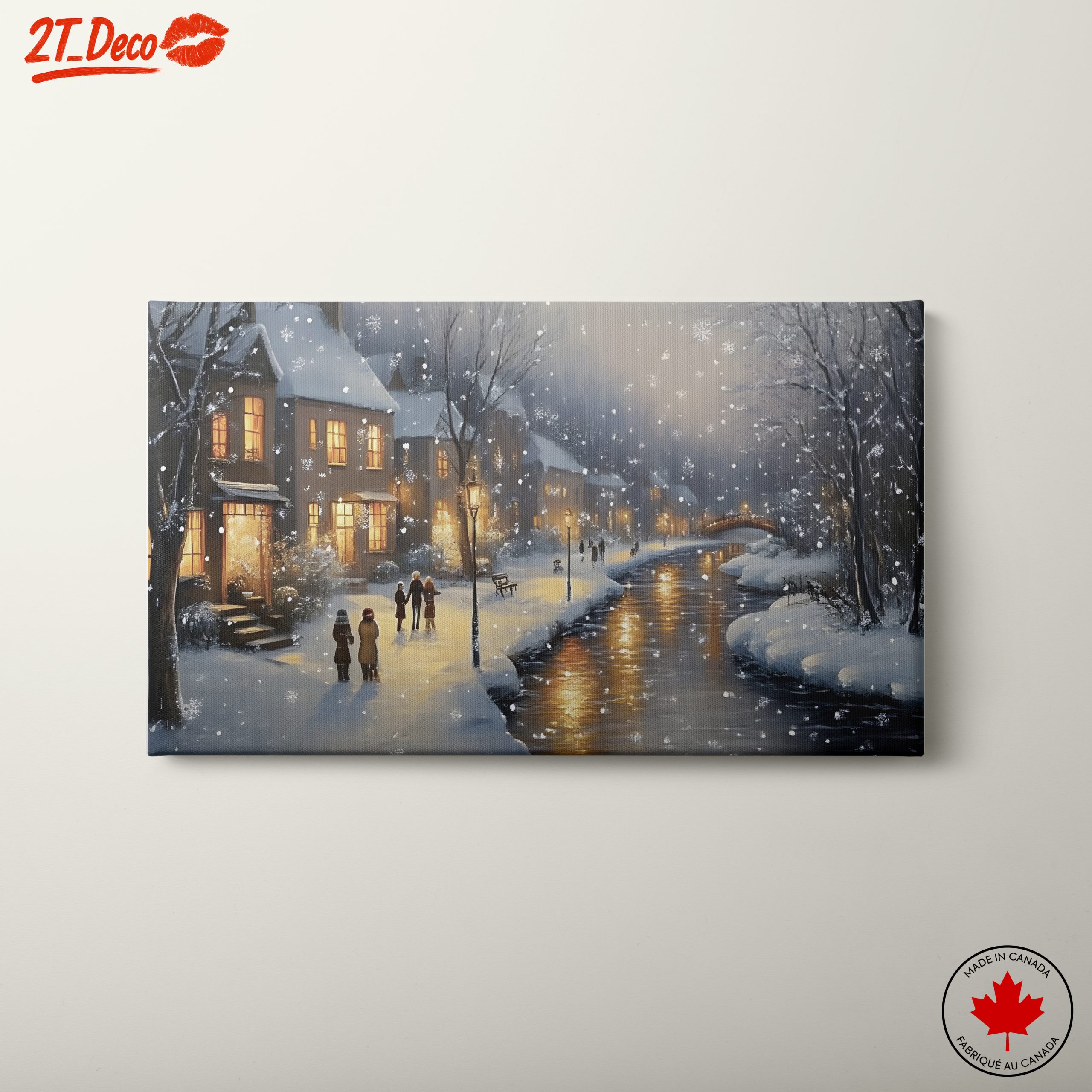 Charming Winter Village Scene with Snow