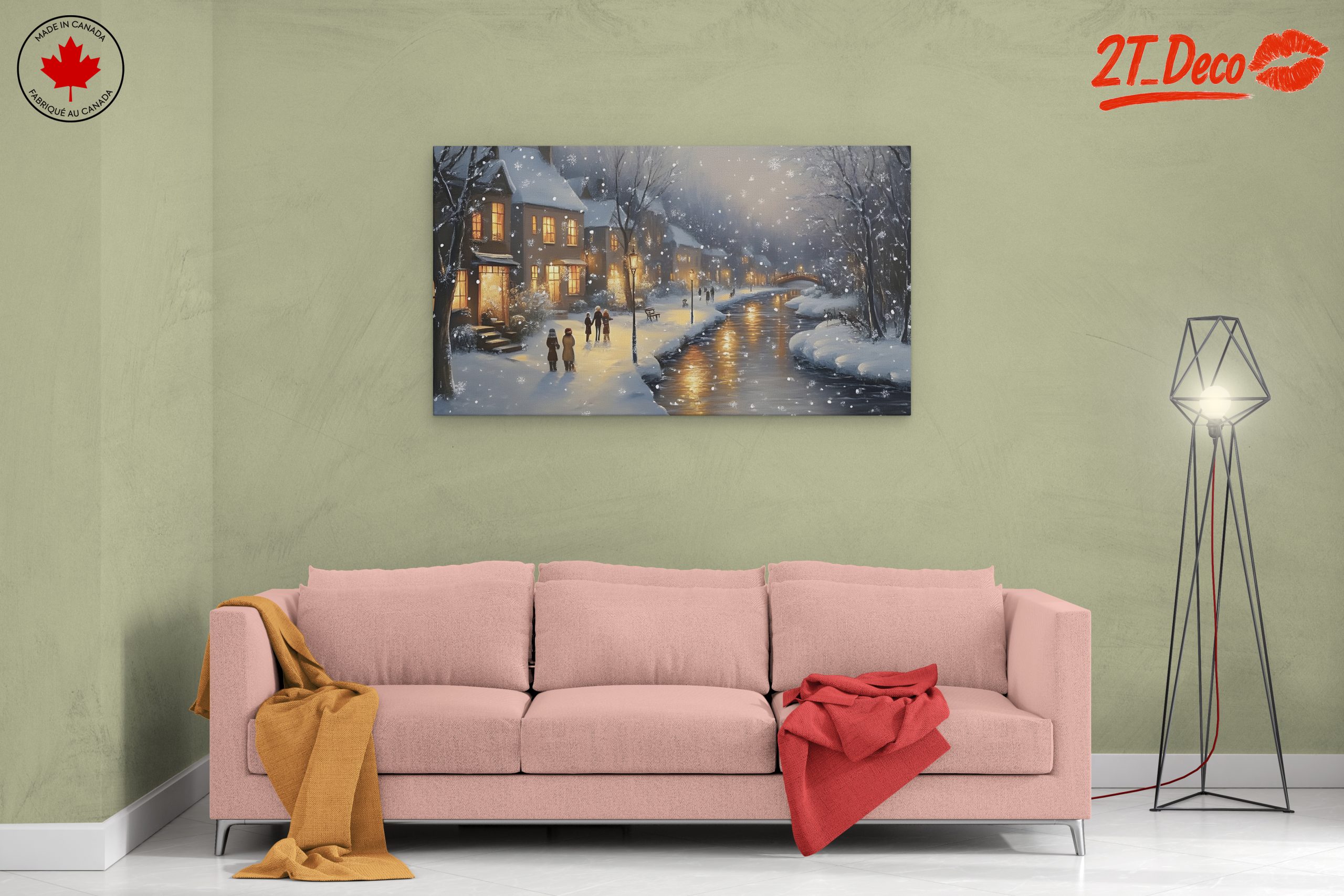 Charming Winter Village Scene with Snow - Image 2