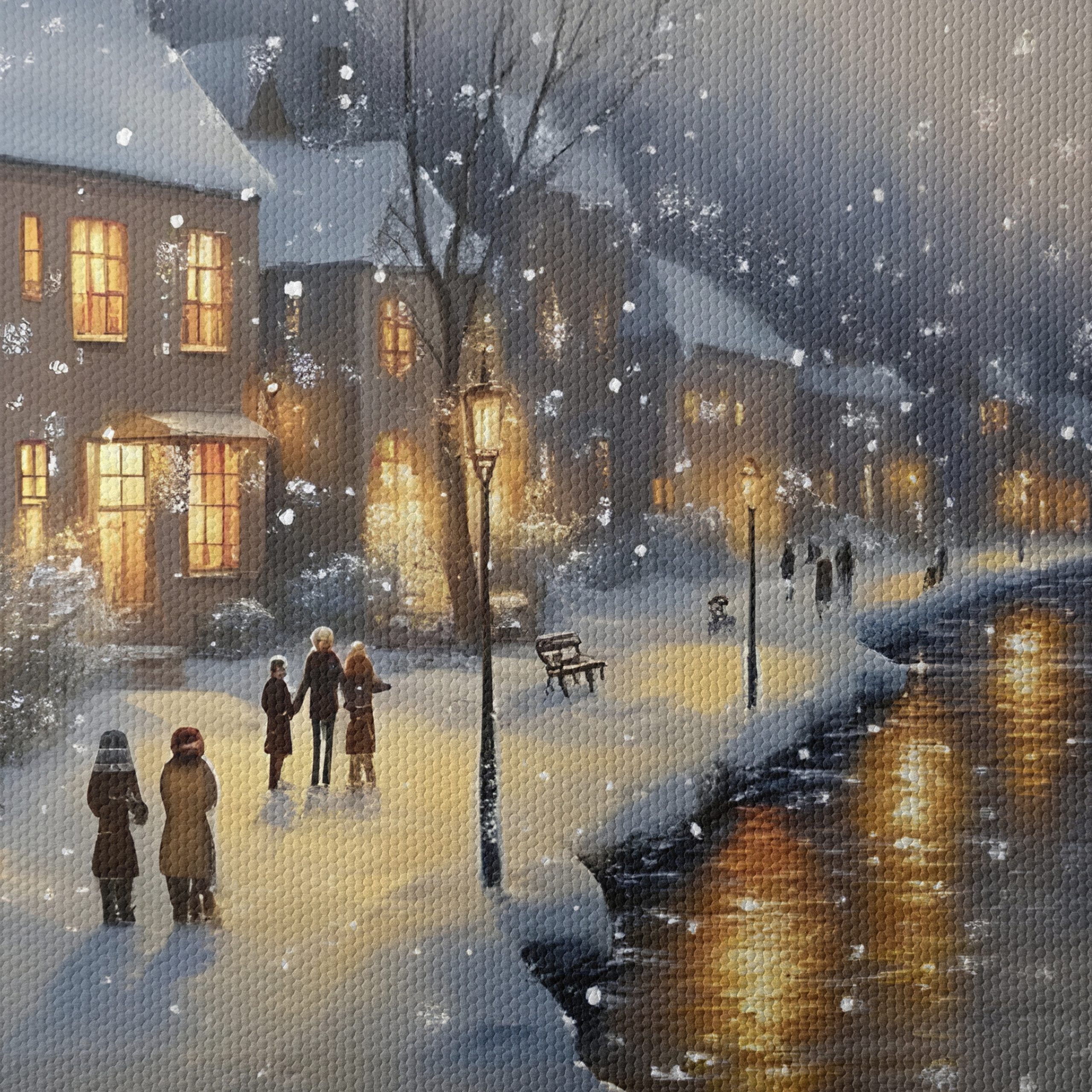 Charming Winter Village Scene with Snow - Image 4