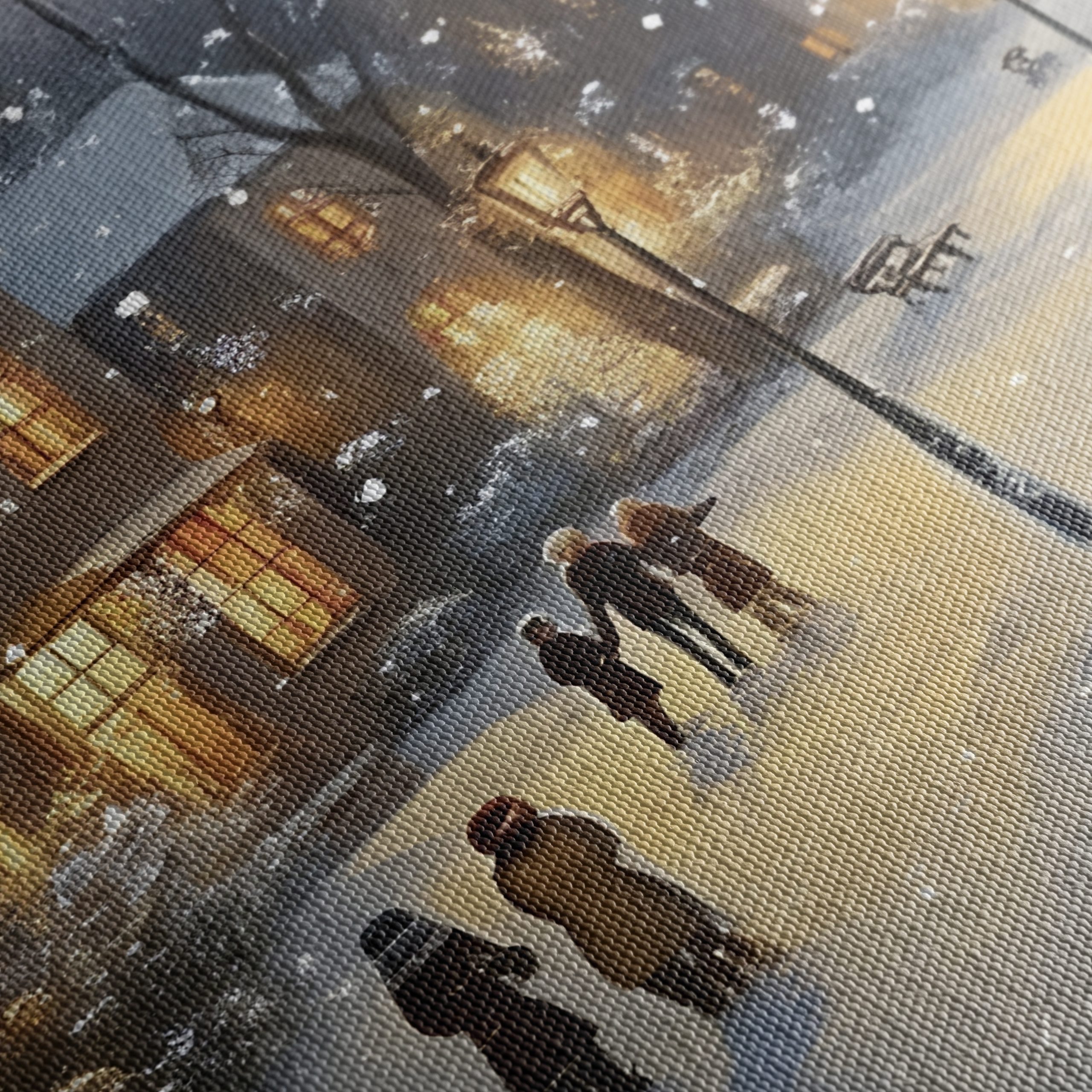 Charming Winter Village Scene with Snow - Image 5