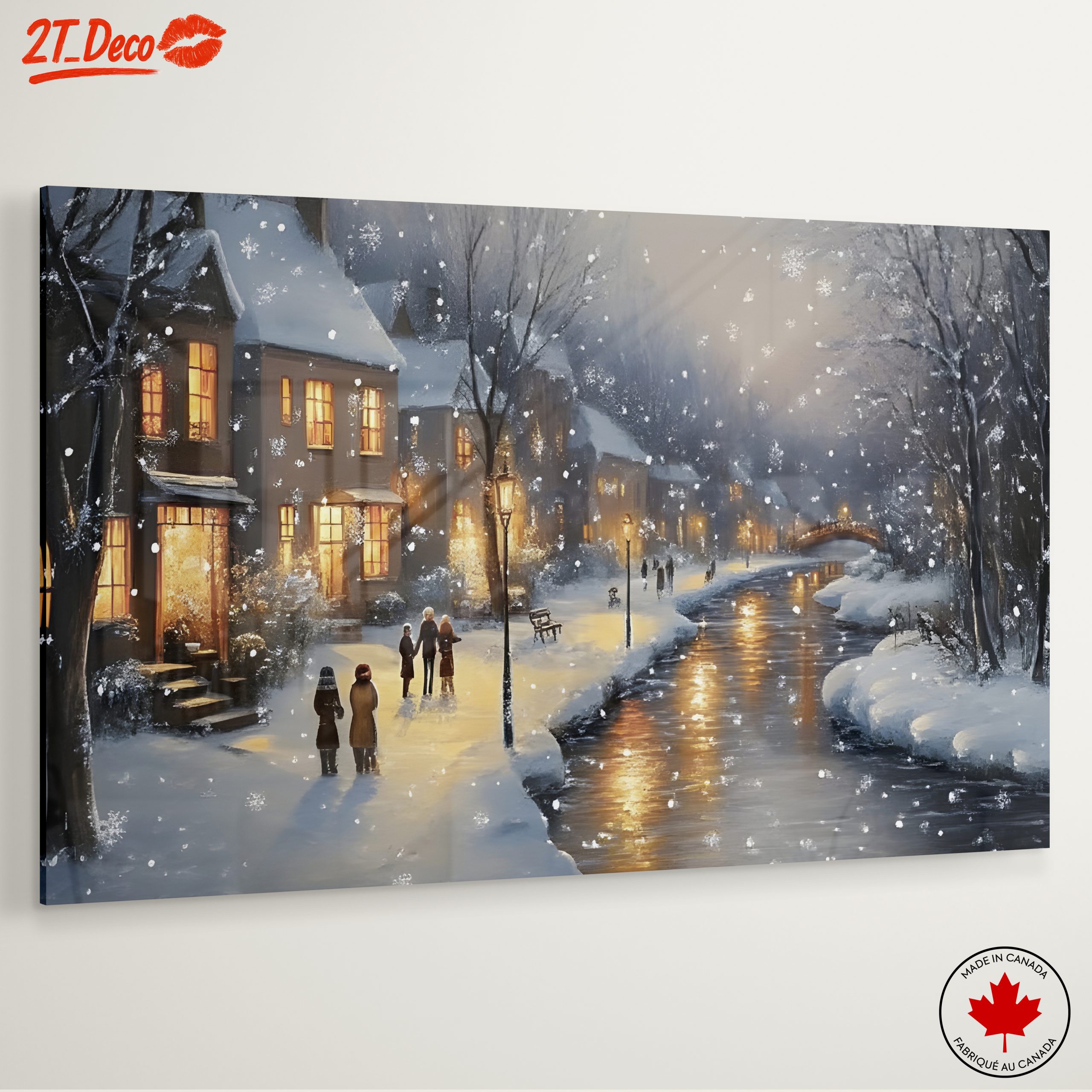 Charming Winter Village Scene with Snow - Image 6