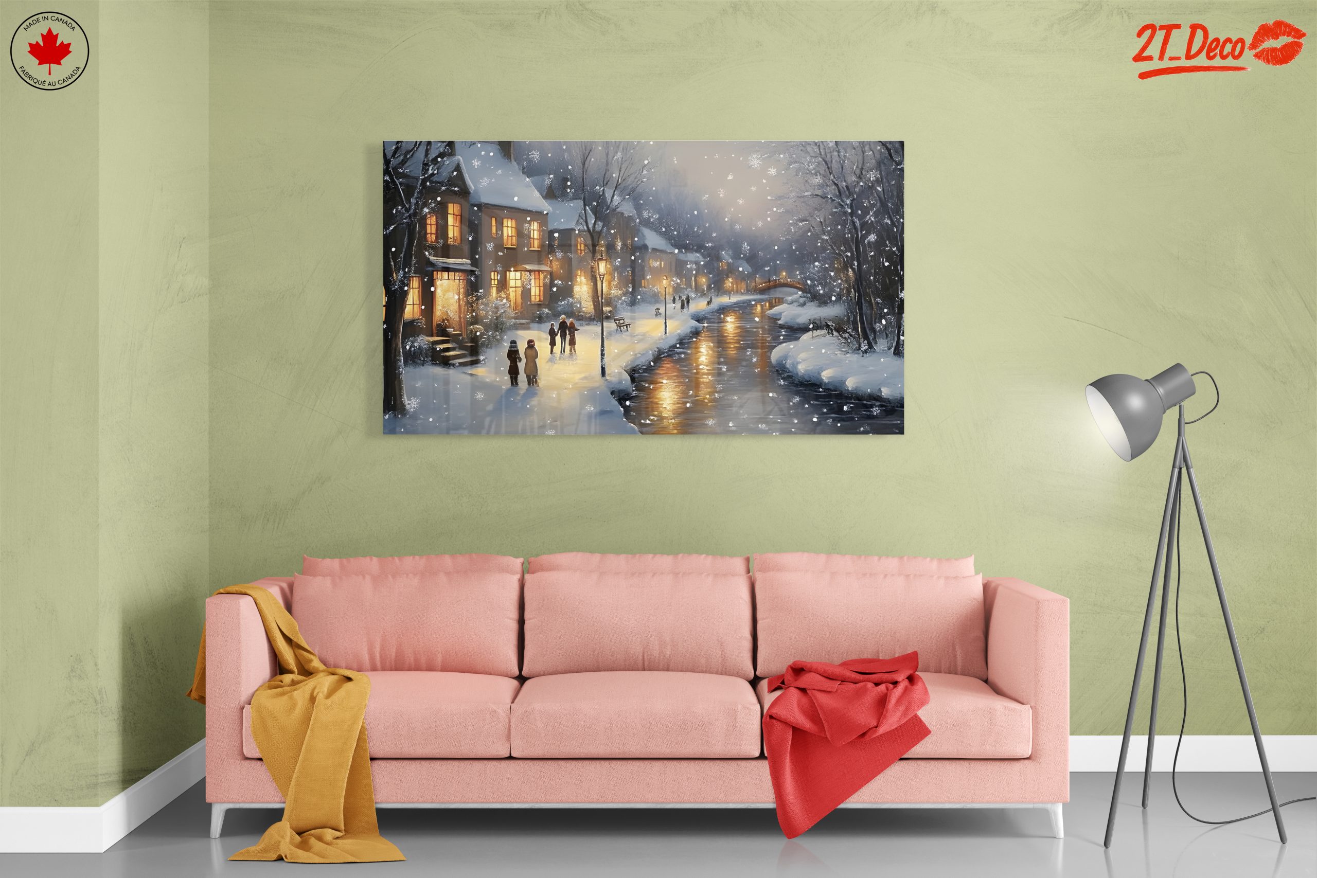 Charming Winter Village Scene with Snow - Image 7