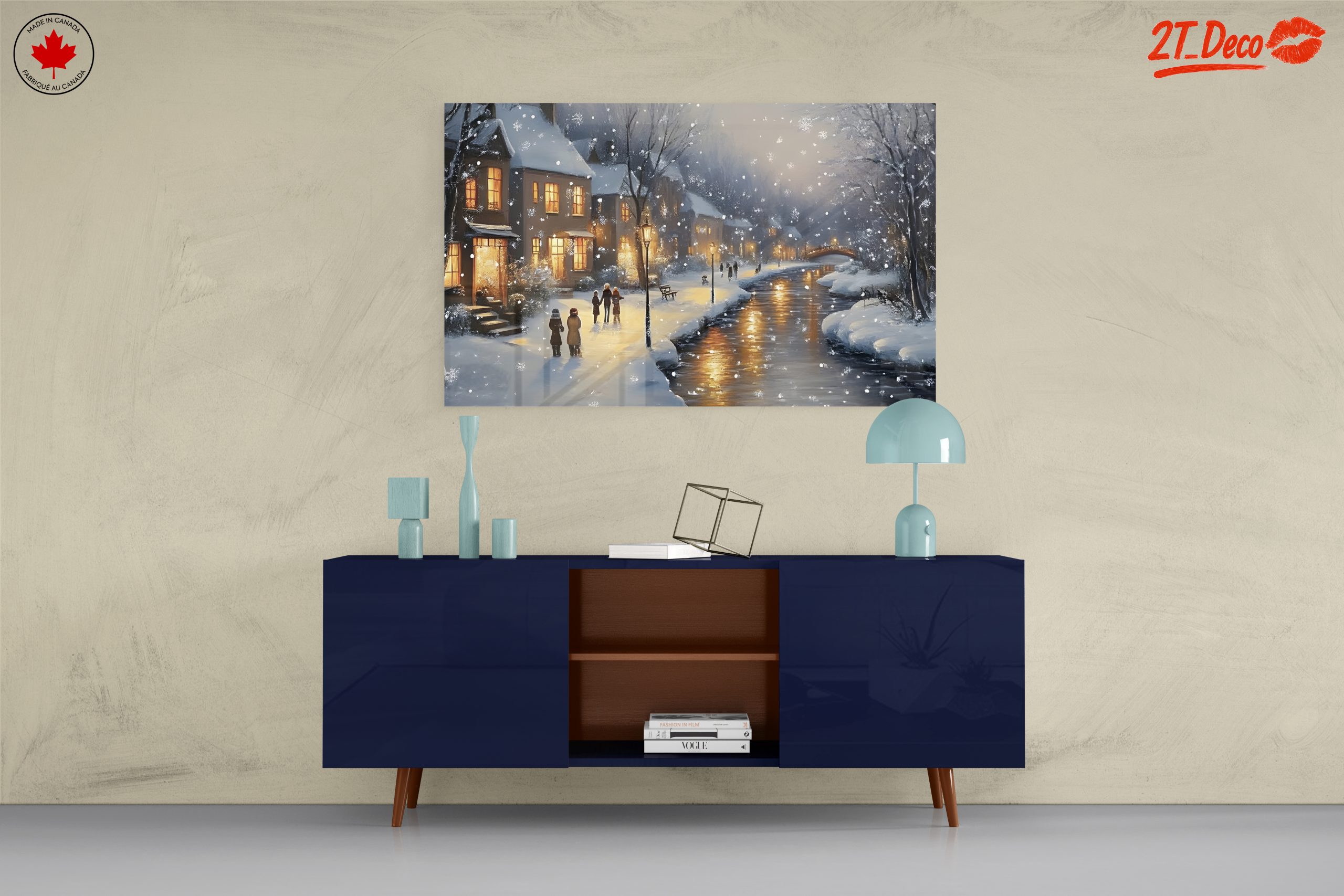 Charming Winter Village Scene with Snow - Image 8