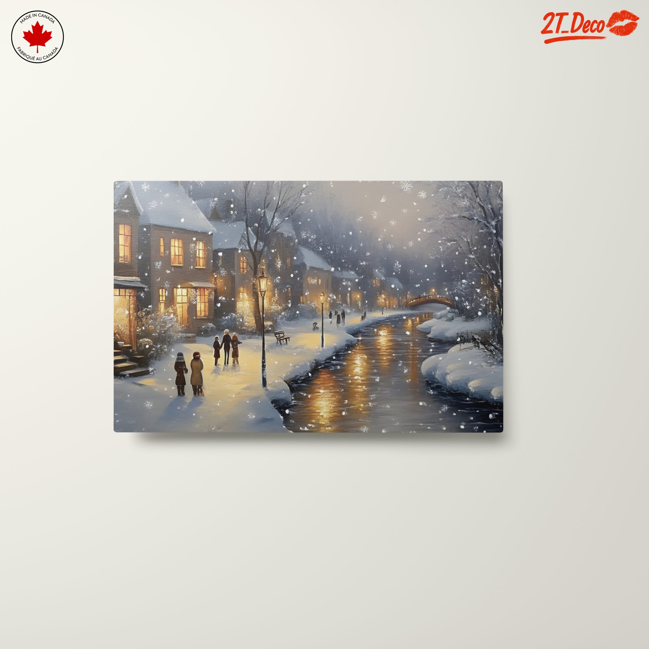 Charming Winter Village Scene with Snow - Image 10
