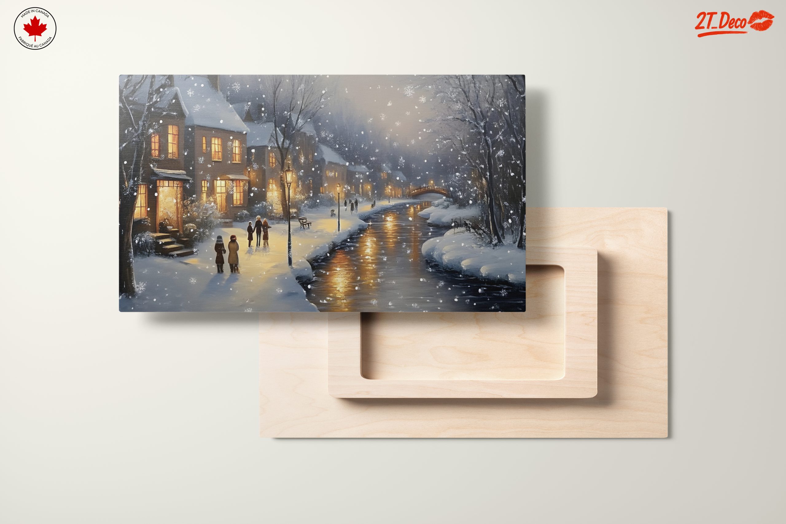 Charming Winter Village Scene with Snow - Image 11