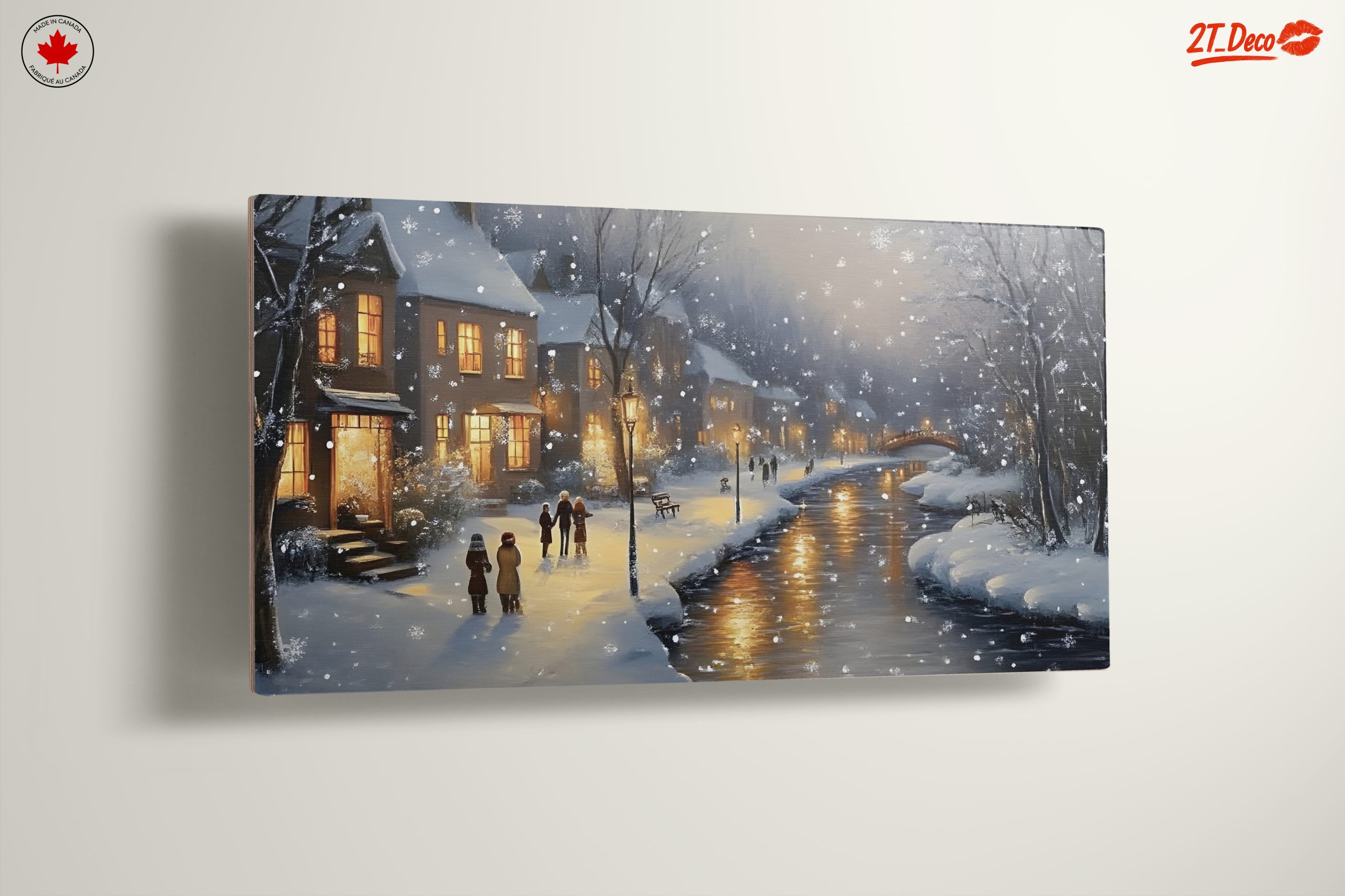 Charming Winter Village Scene with Snow - Image 13