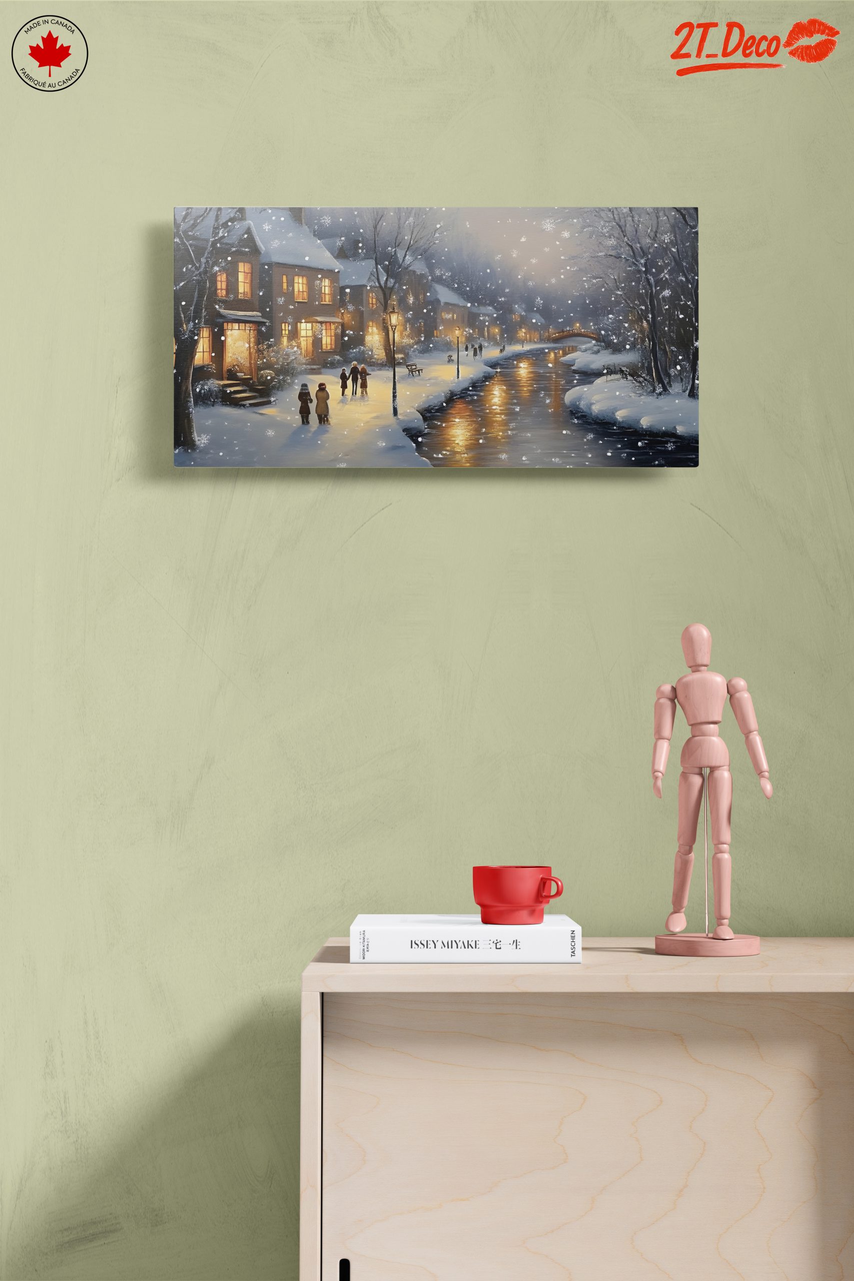 Charming Winter Village Scene with Snow - Image 14