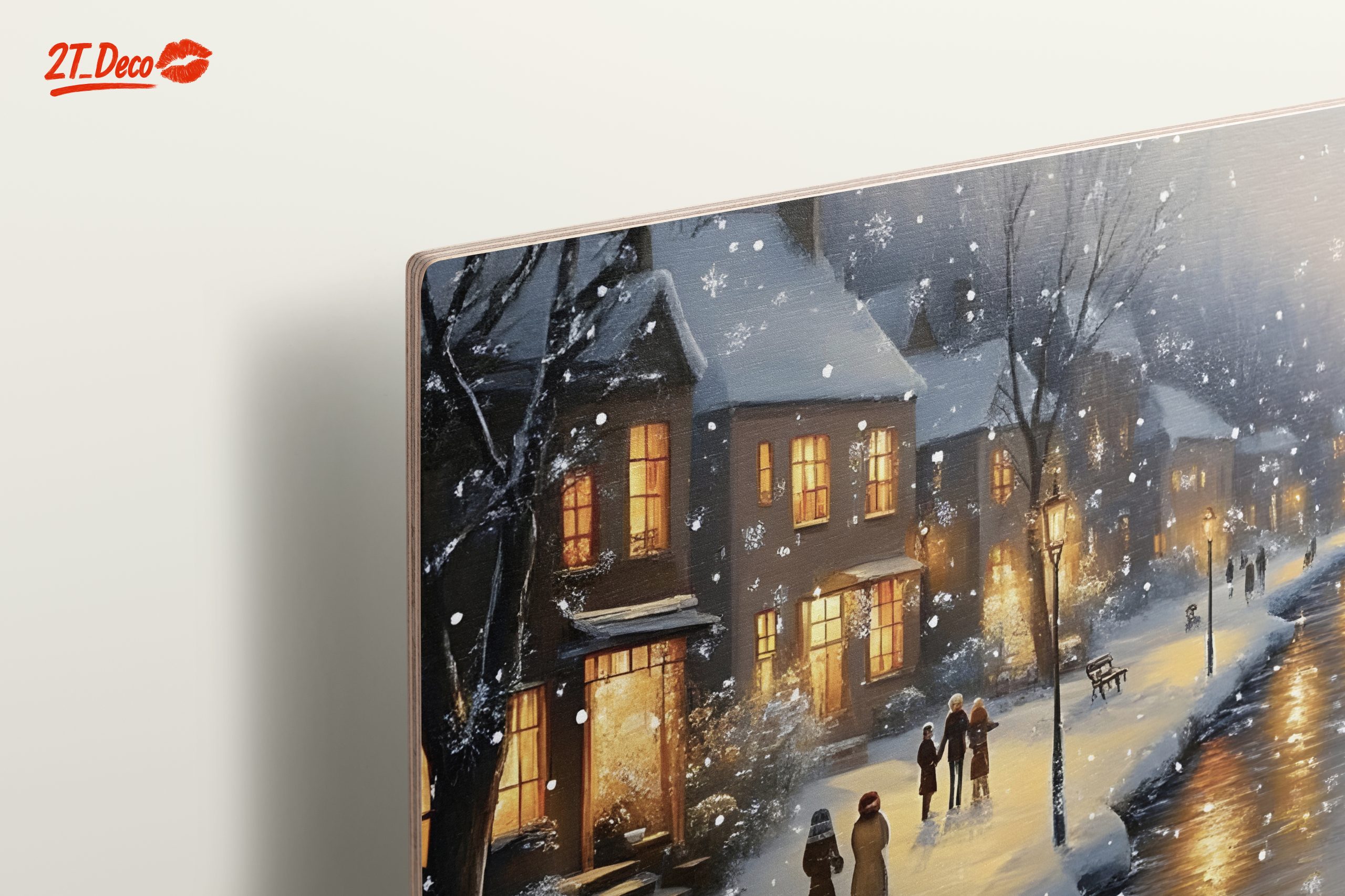 Charming Winter Village Scene with Snow - Image 15