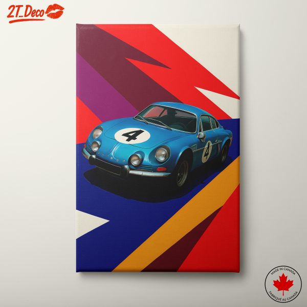 Vintage Blue Race Car Art