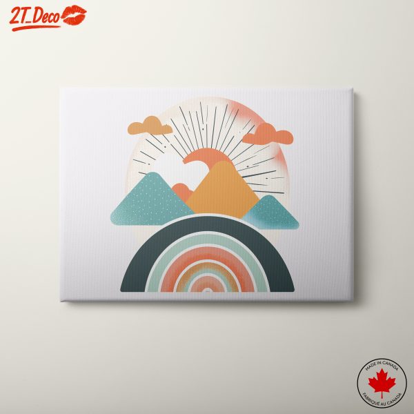 Modern Abstract Landscape with Sun and Mountains