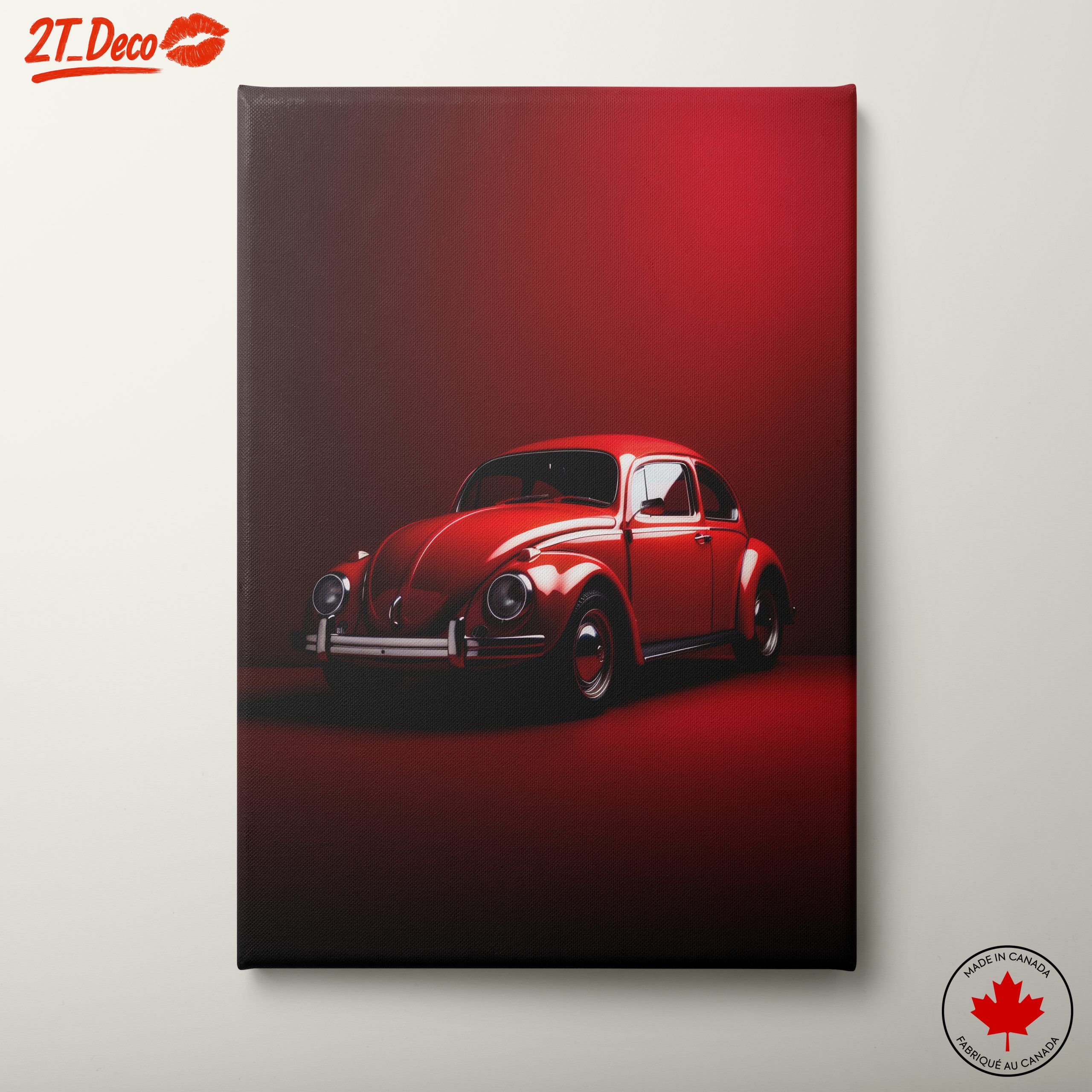 Classic Red Vintage Car Art