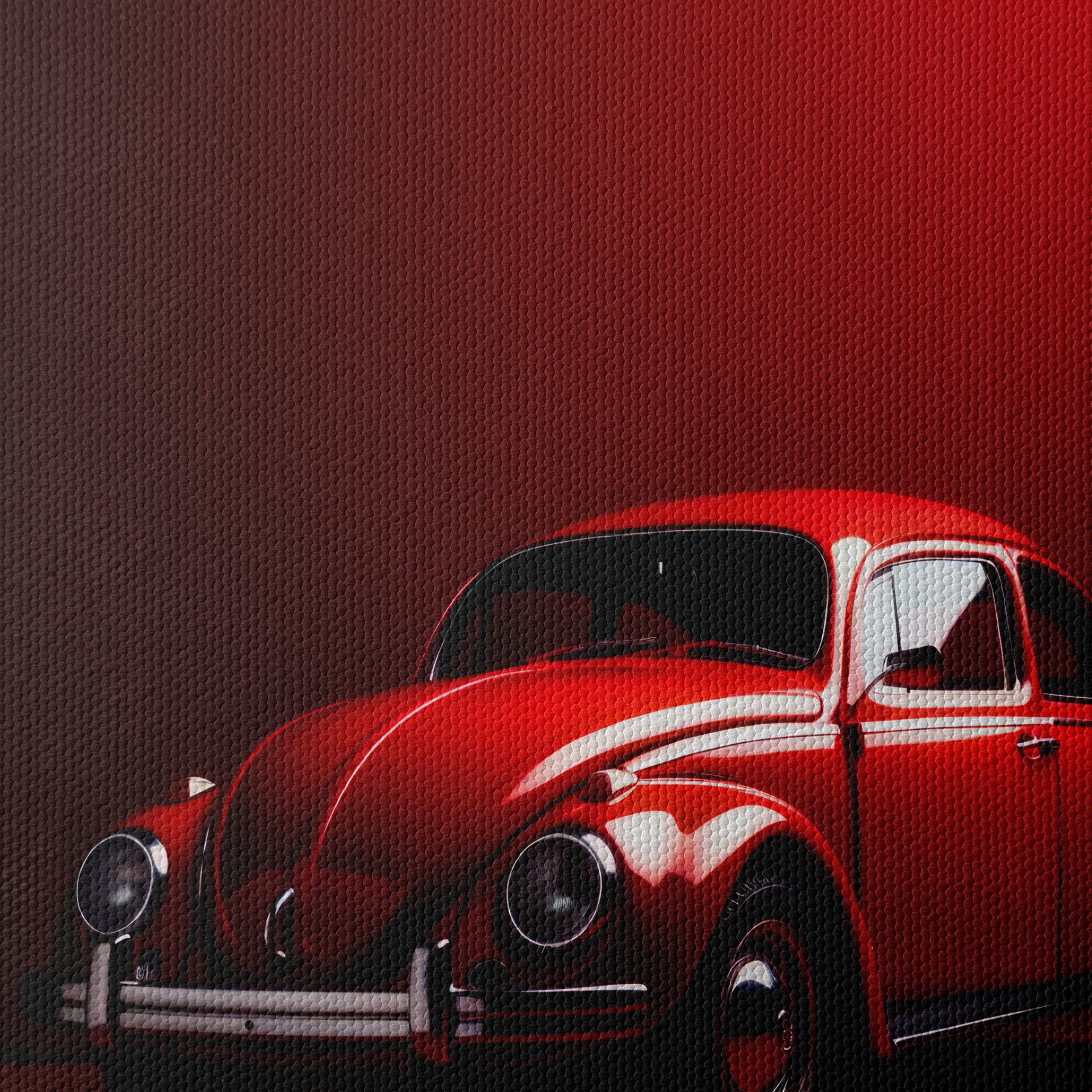 Classic Red Vintage Car Art - Image 4