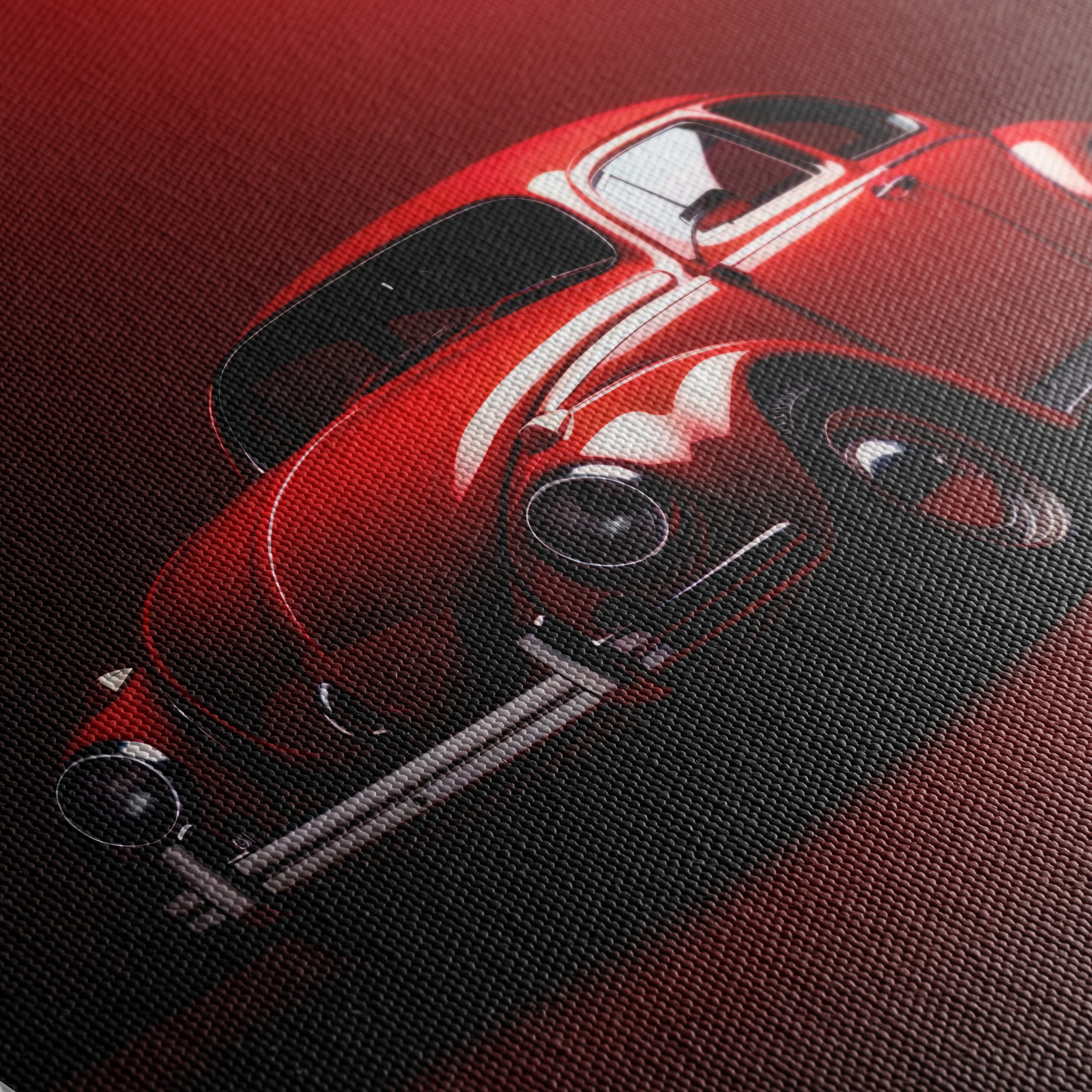Classic Red Vintage Car Art - Image 5