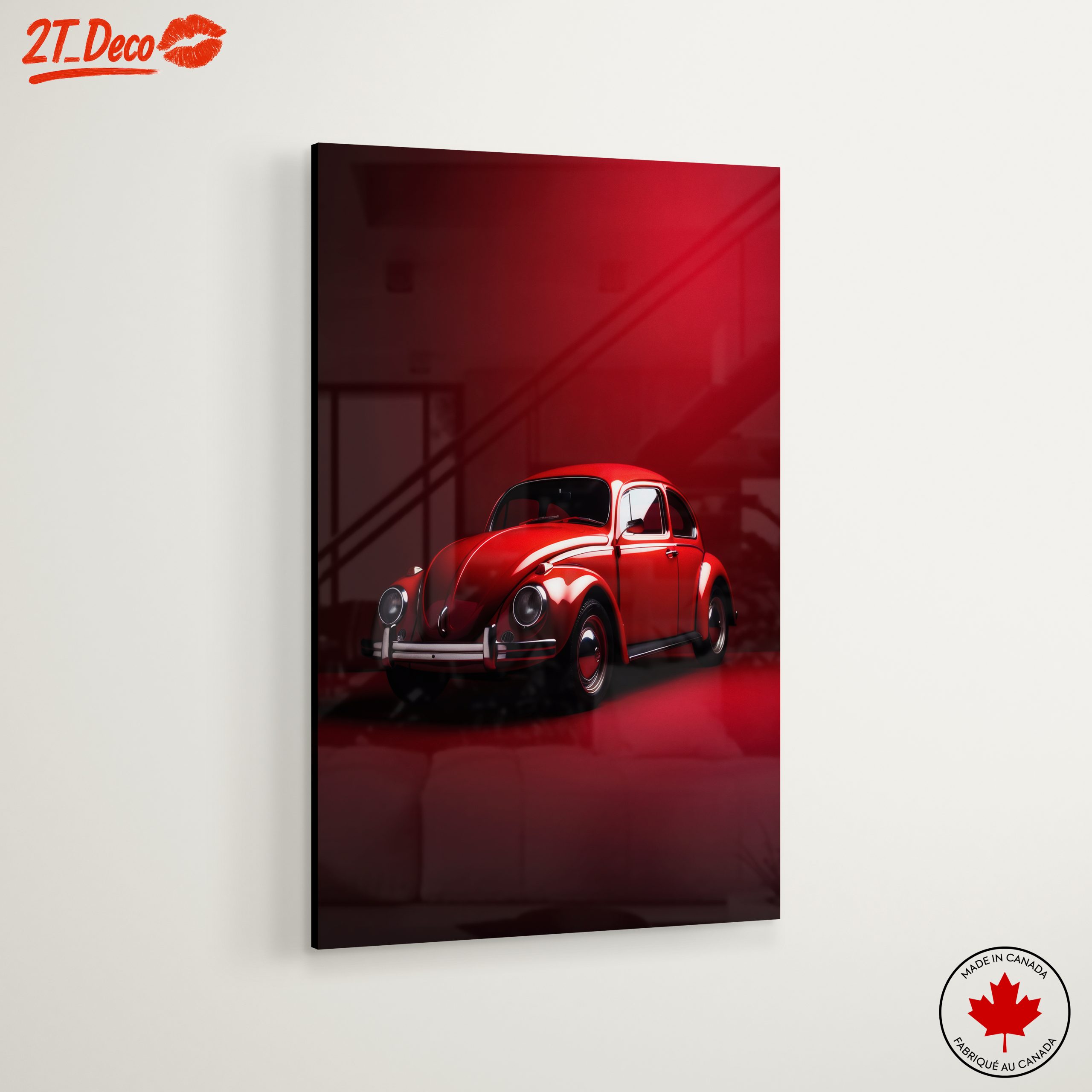 Classic Red Vintage Car Art - Image 6