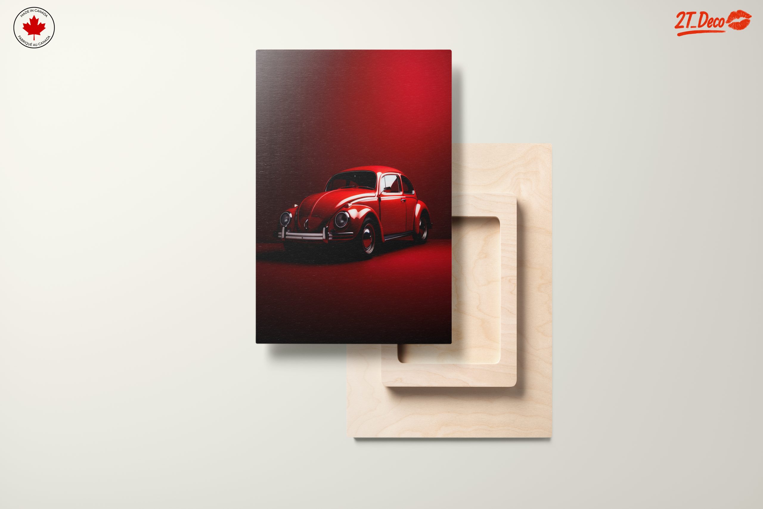 Classic Red Vintage Car Art - Image 11