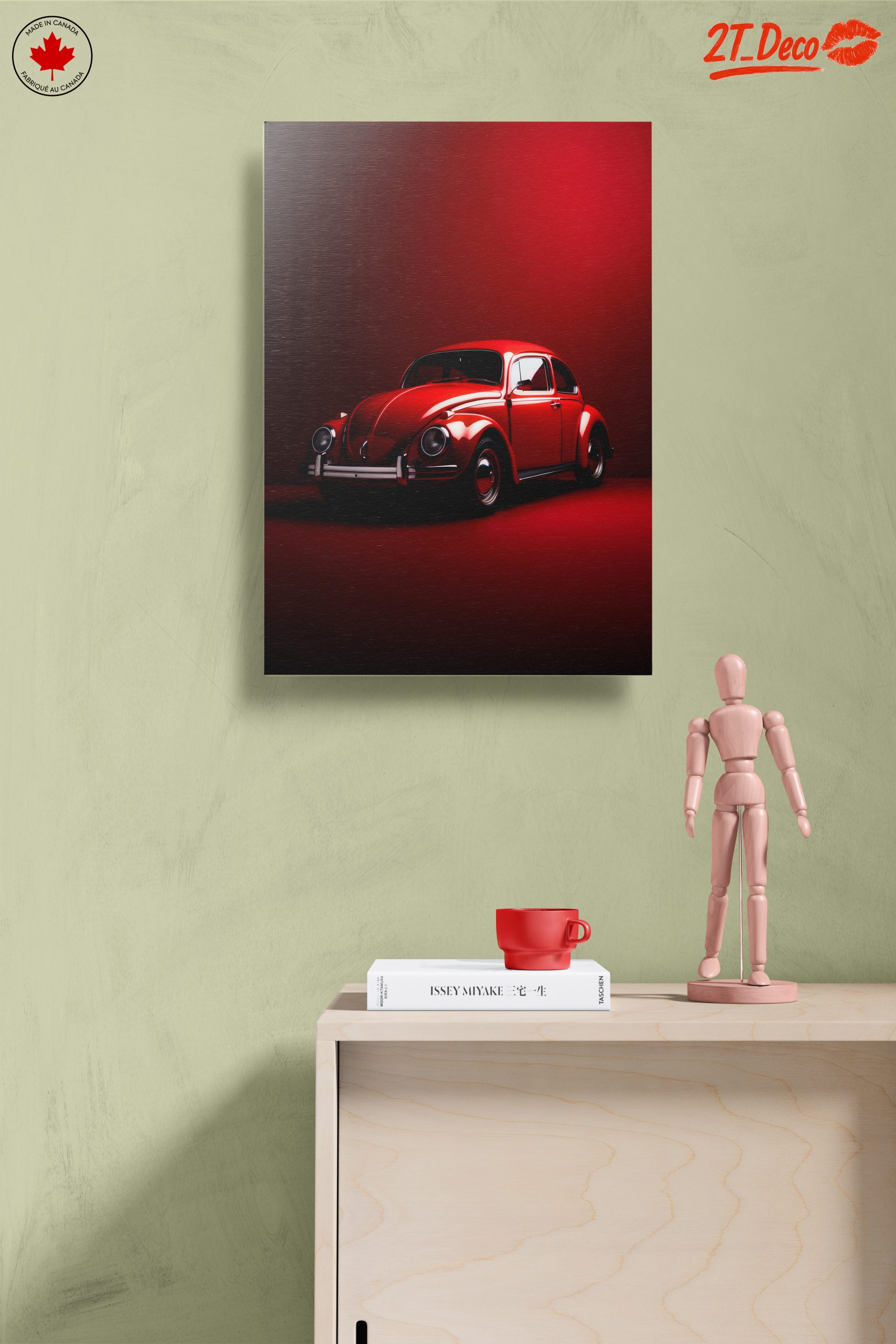 Classic Red Vintage Car Art - Image 14