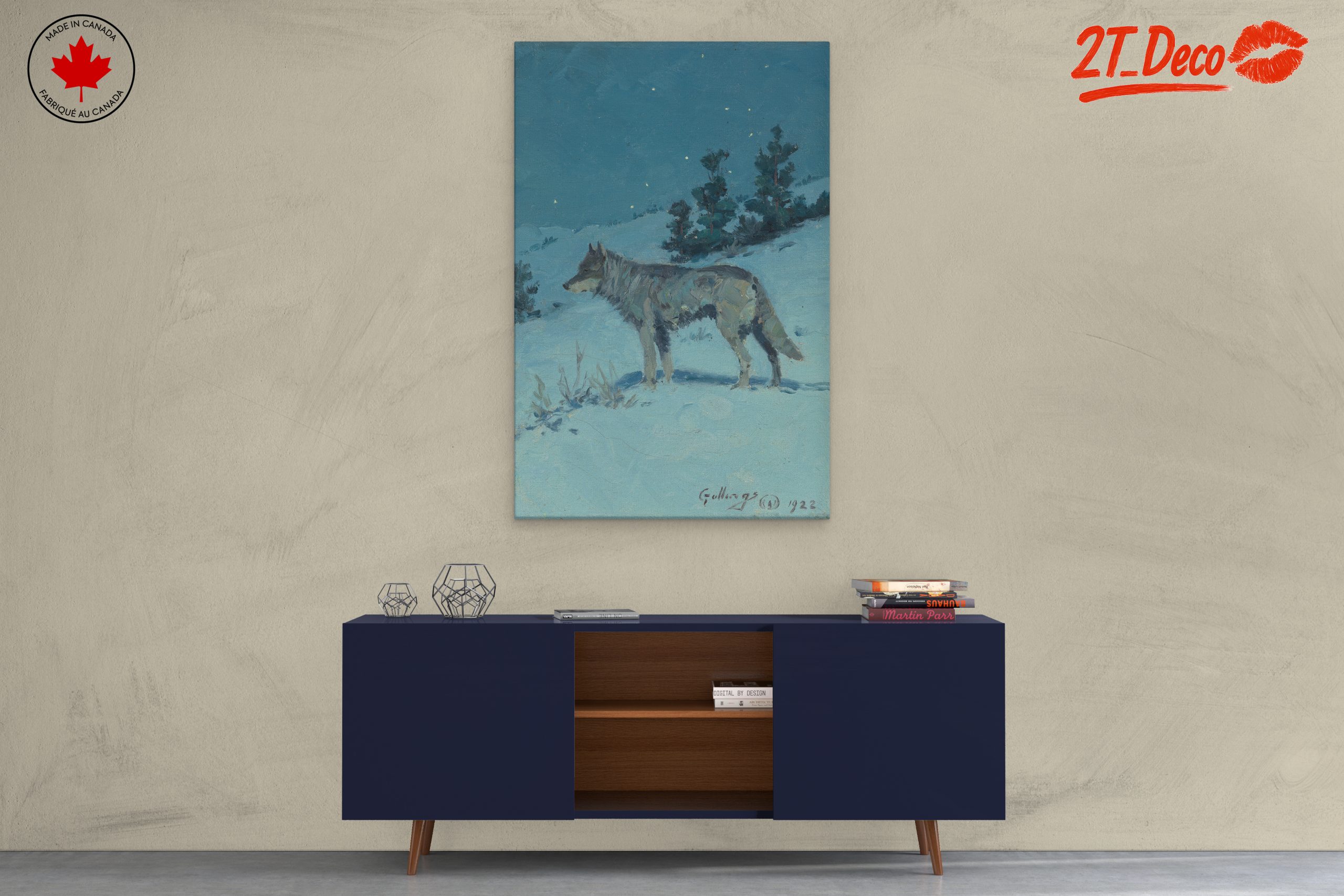 Winter Wolf in Snowy Landscape Art - Image 3
