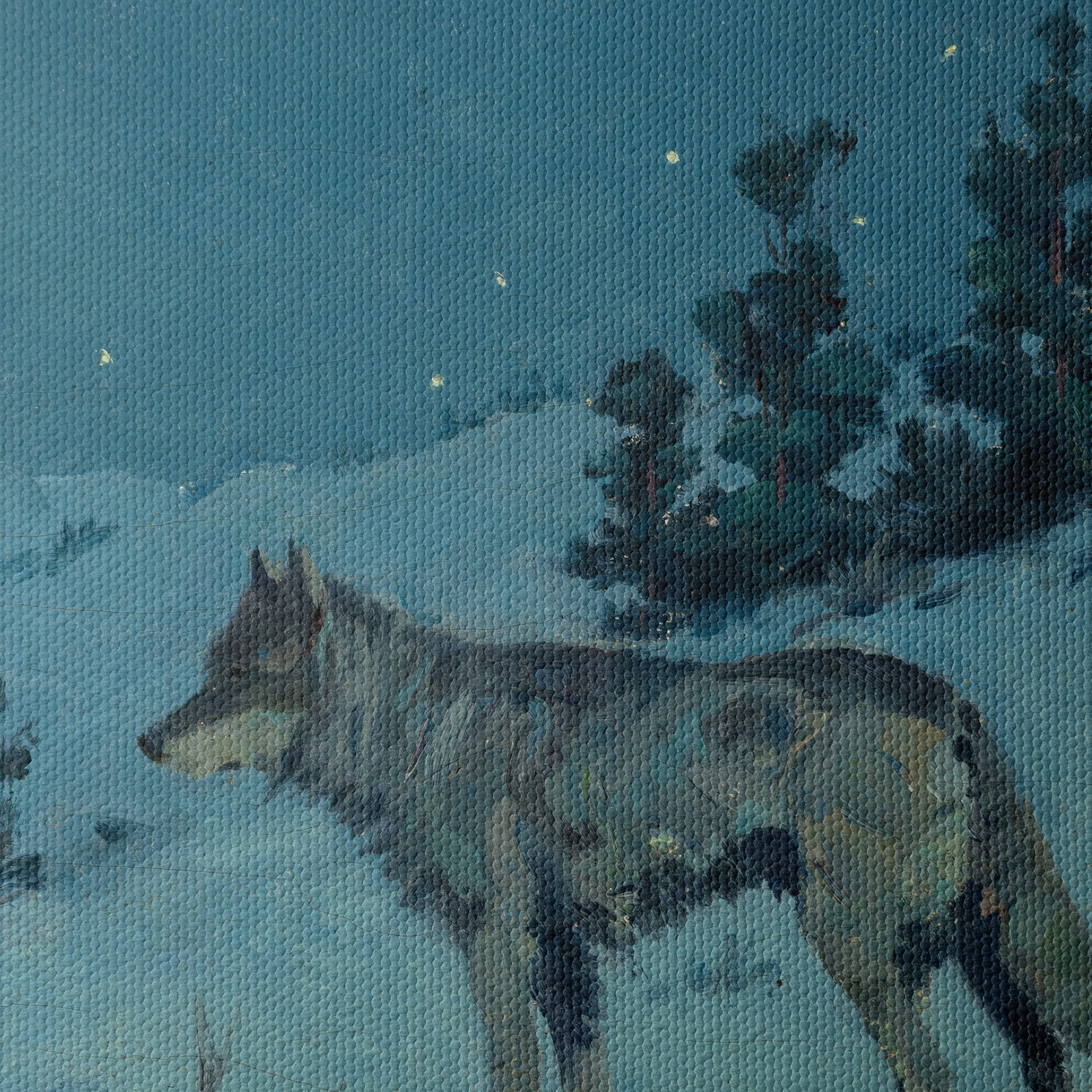 Winter Wolf in Snowy Landscape Art - Image 4