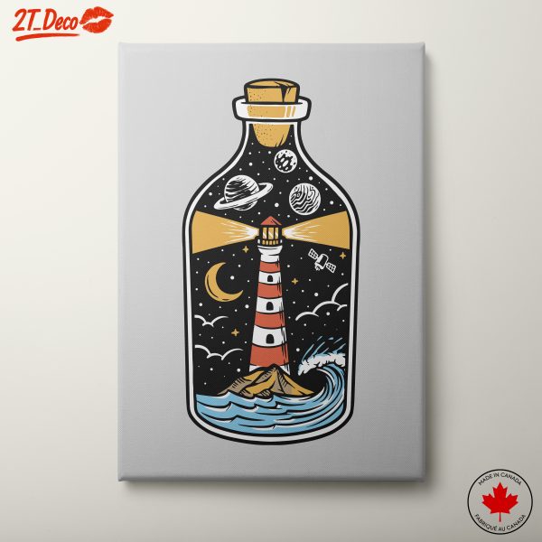 Whimsical Lighthouse Illustration in Bottle