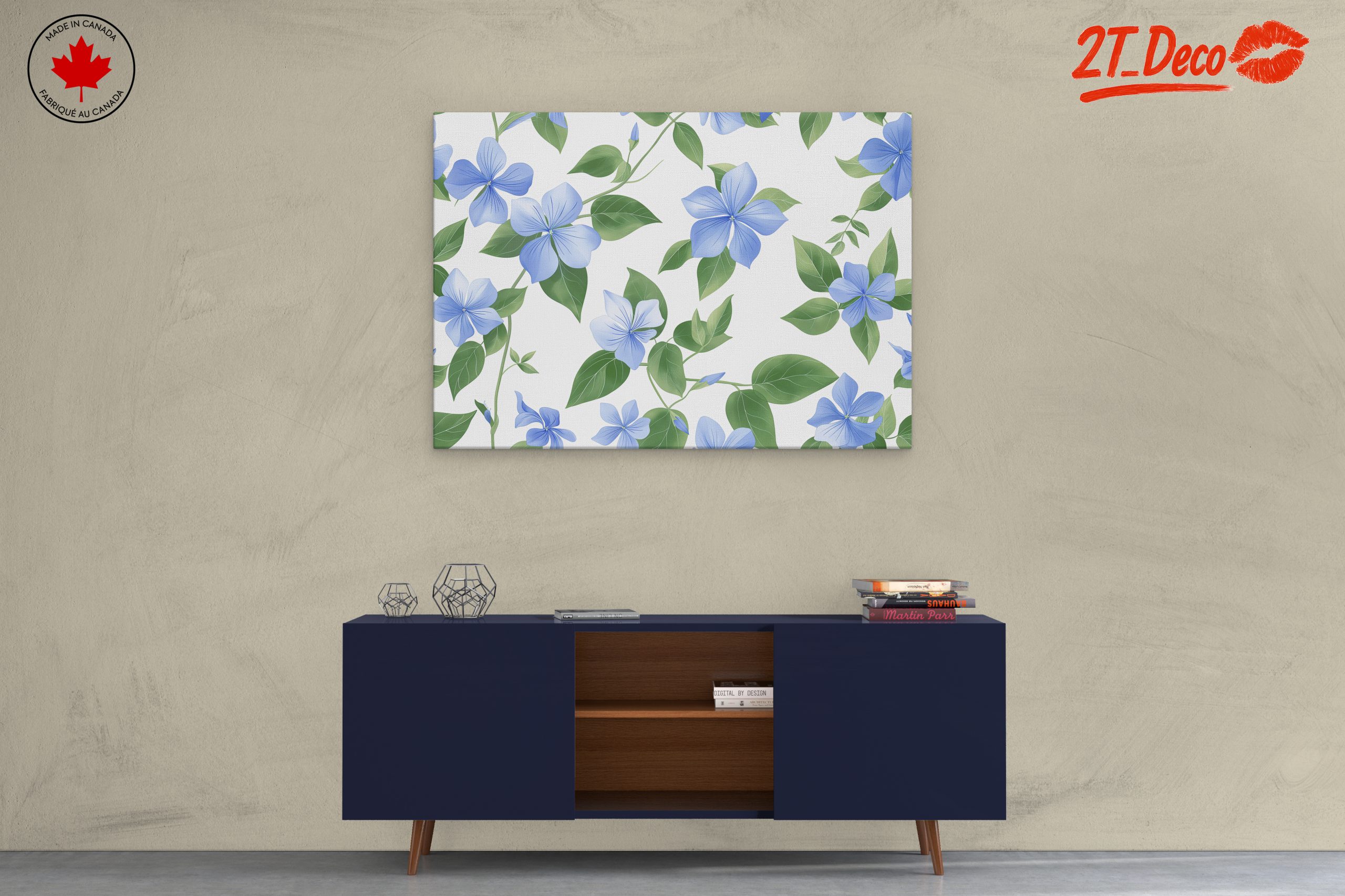 Delicate Blue Botanical Leaf Artwork - Image 3