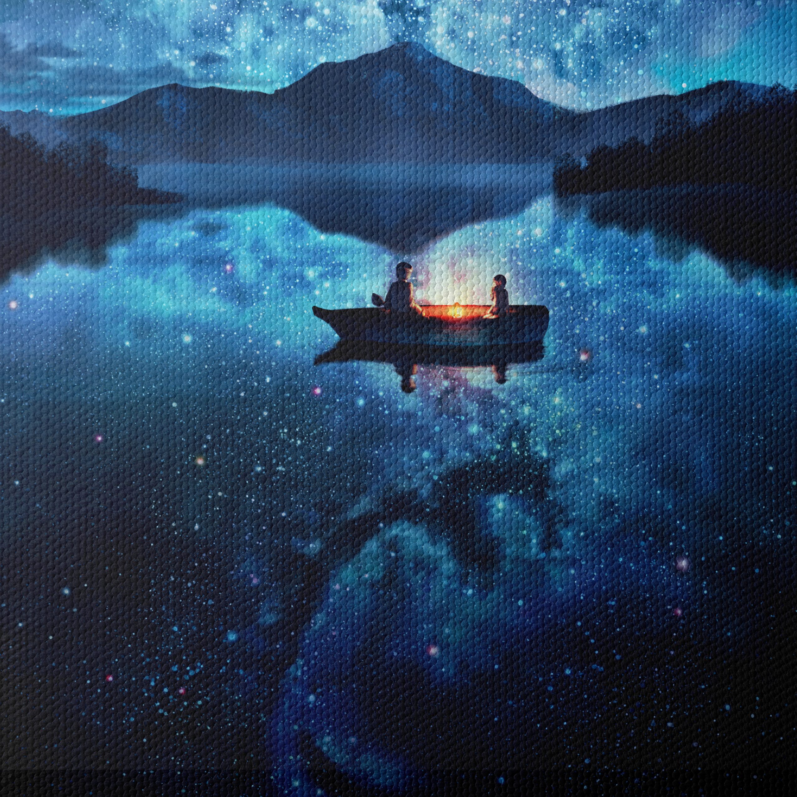 Serene Cosmic Night Landscape Art - Image 4